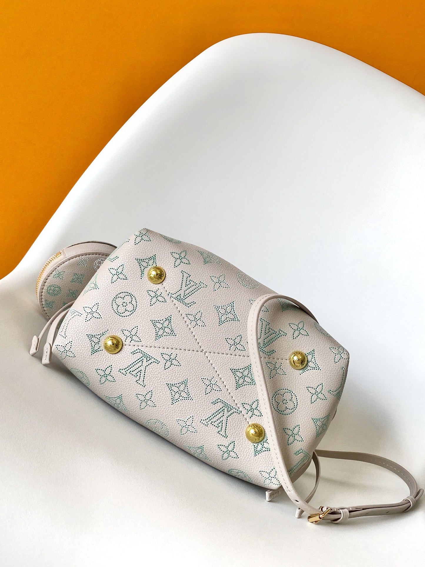 Louis Vuitton Bella Mahina Perforated Leather Bucket Bag - Iridescent Silver/Blue