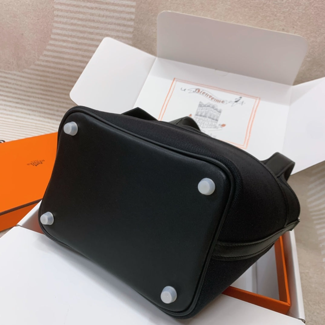 Hermès Picotin Cargo 18 Bag - Black Canvas & Swift Leather