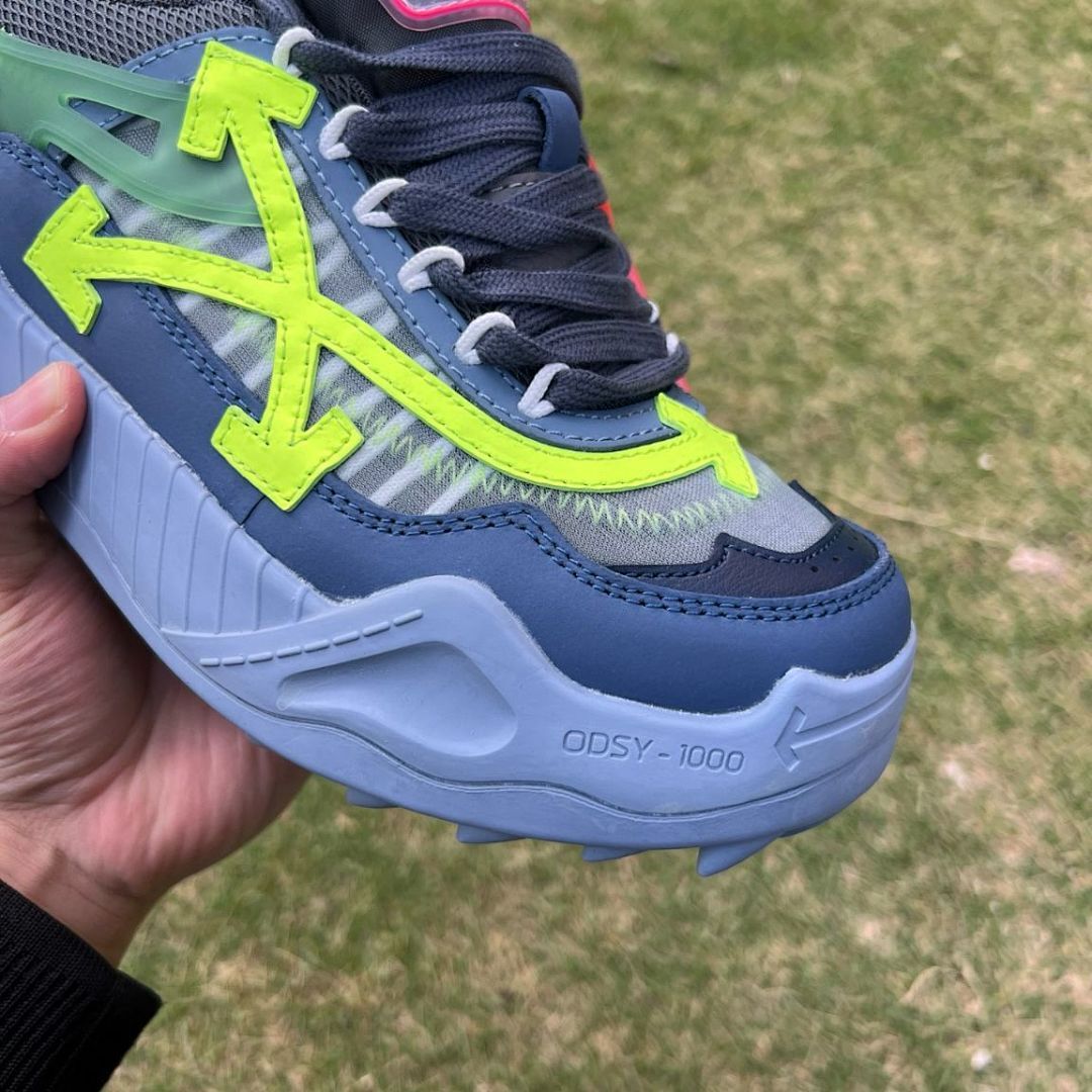 Off-White ODSY-1000 Sneakers Navy Blue Grey Neon Green