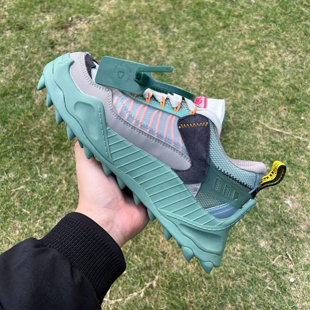 Off-White ODSY-1000 Mint Green Grey Black Chunky Trail Running Sneakers