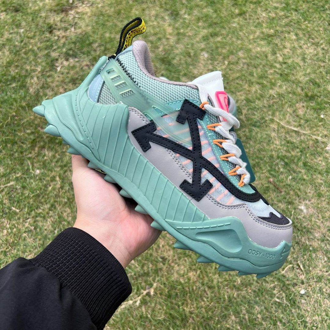 Off-White ODSY-1000 Mint Green Grey Black Chunky Trail Running Sneakers
