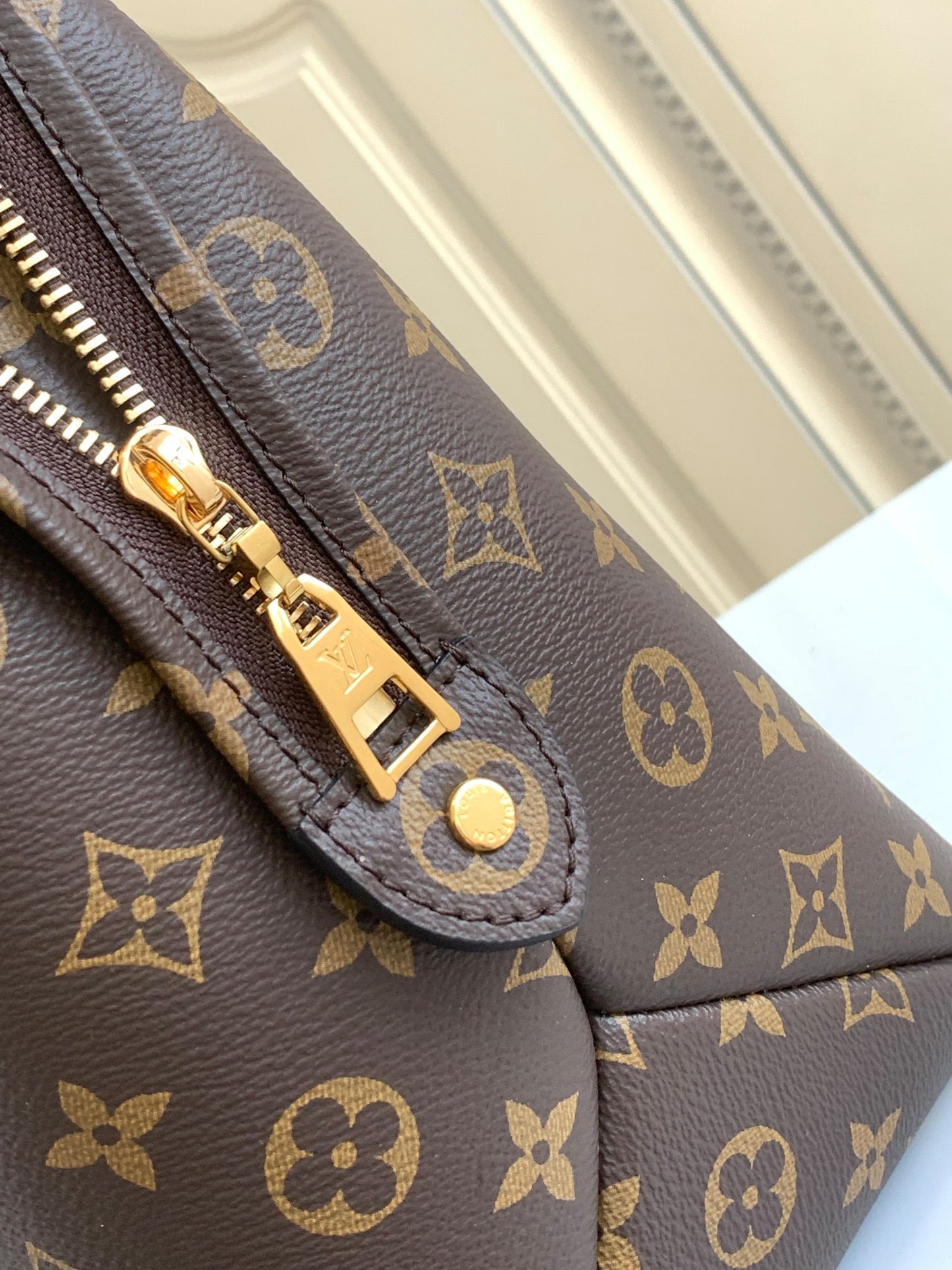 Louis Vuitton Classic Brown Monogram Print Satchel Bag with Shoulder Strap