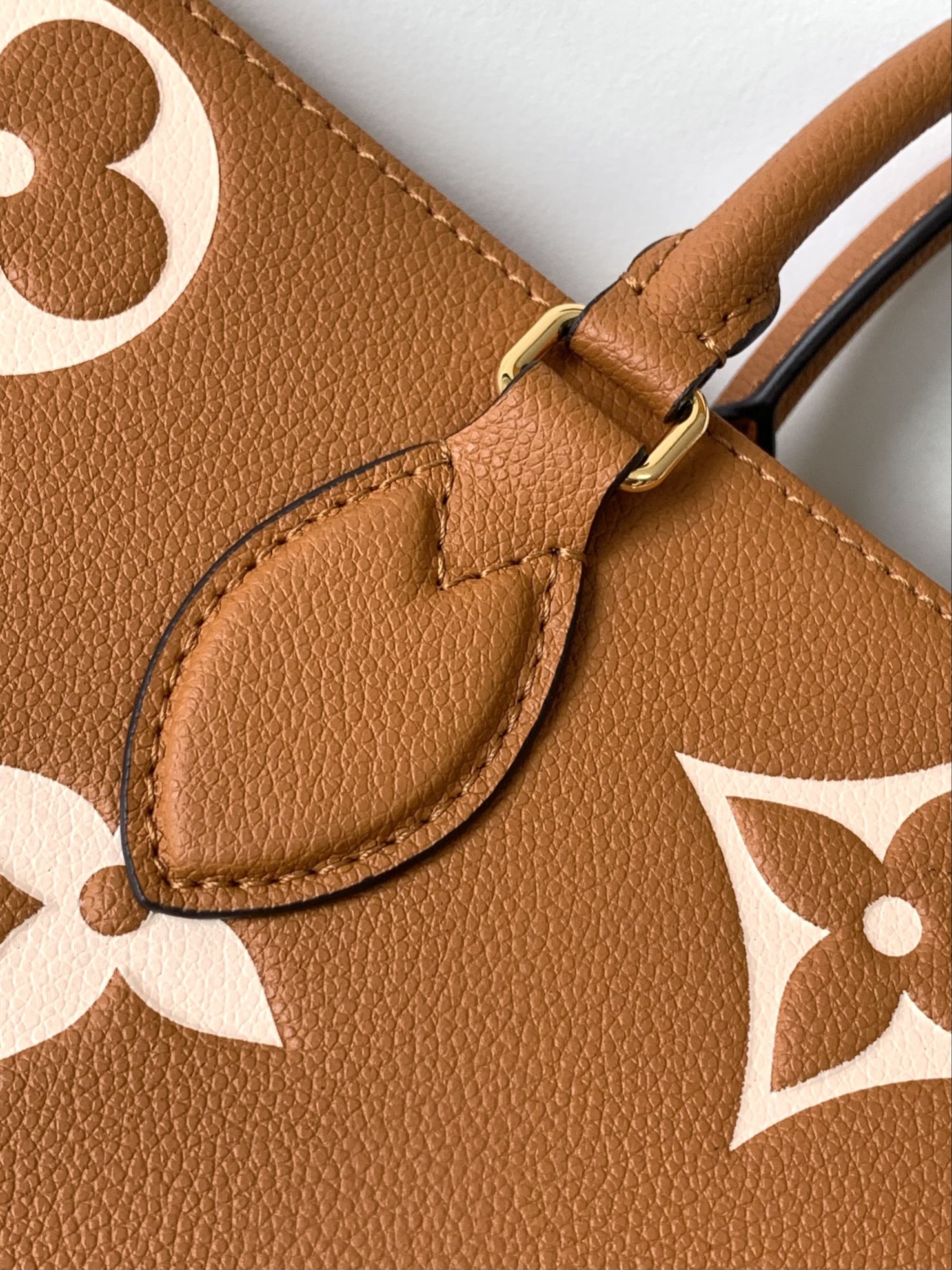 Louis Vuitton Large Brown Monogram Pattern Leather Tote Bag with Handles