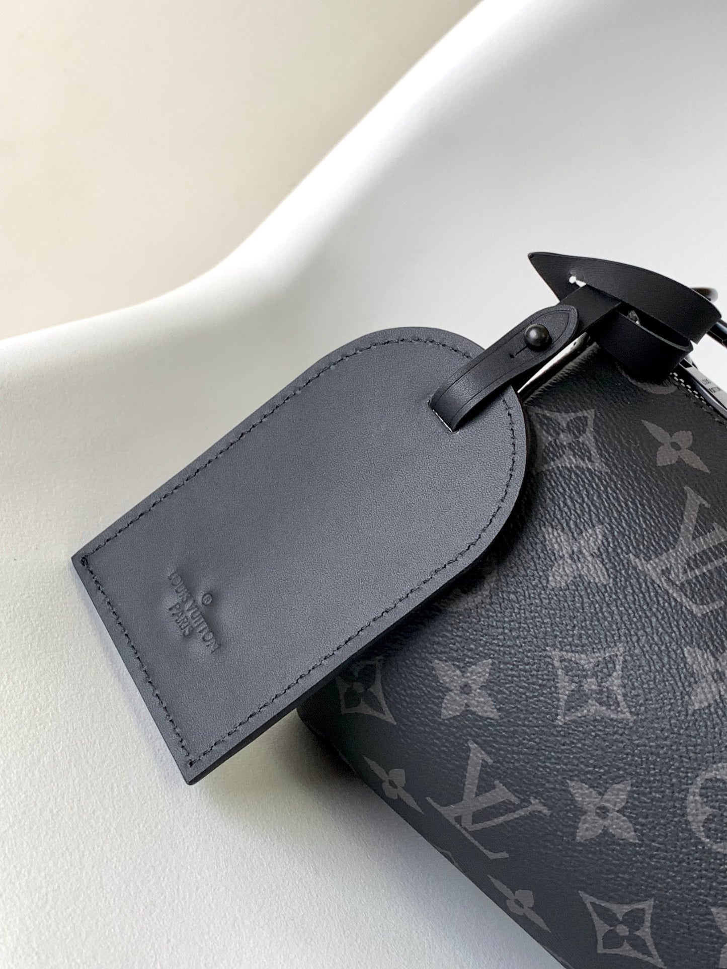 Louis Vuitton Black Monogram Cylinder Barrel Bag with Leather Top Handle