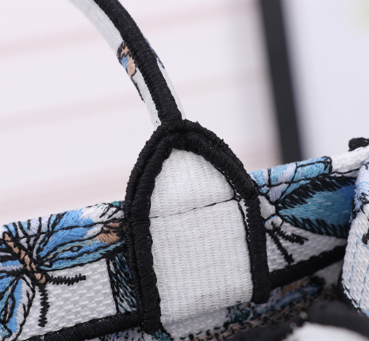 Christian Dior Blue Butterfly Embroidery Small Book Tote Handbag with Strap