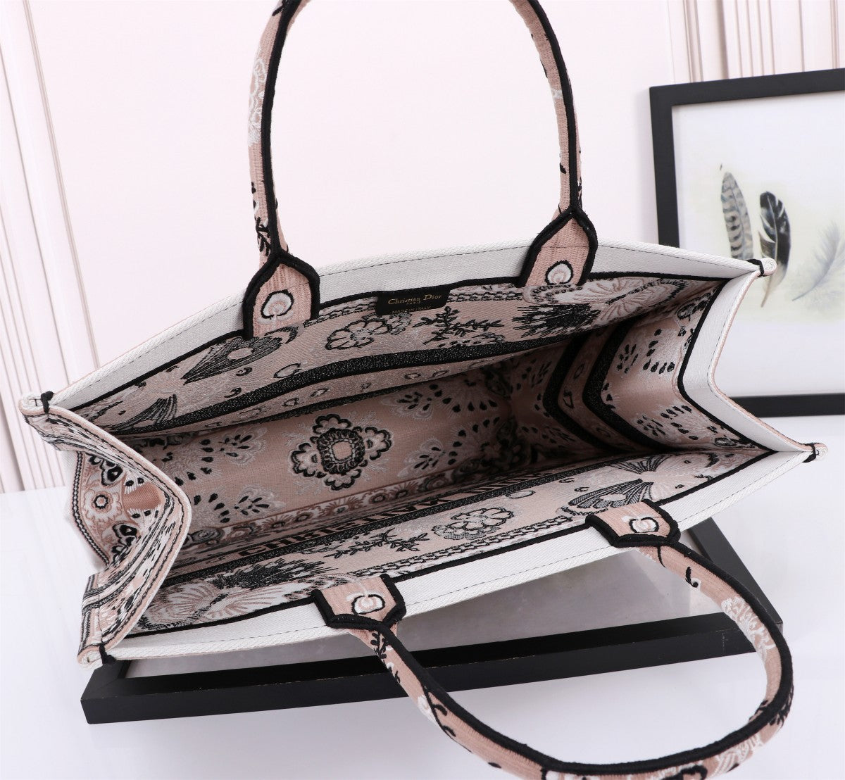 Dior Butterfly Embroidered Canvas Tote Bag Luxury Floral Handbag