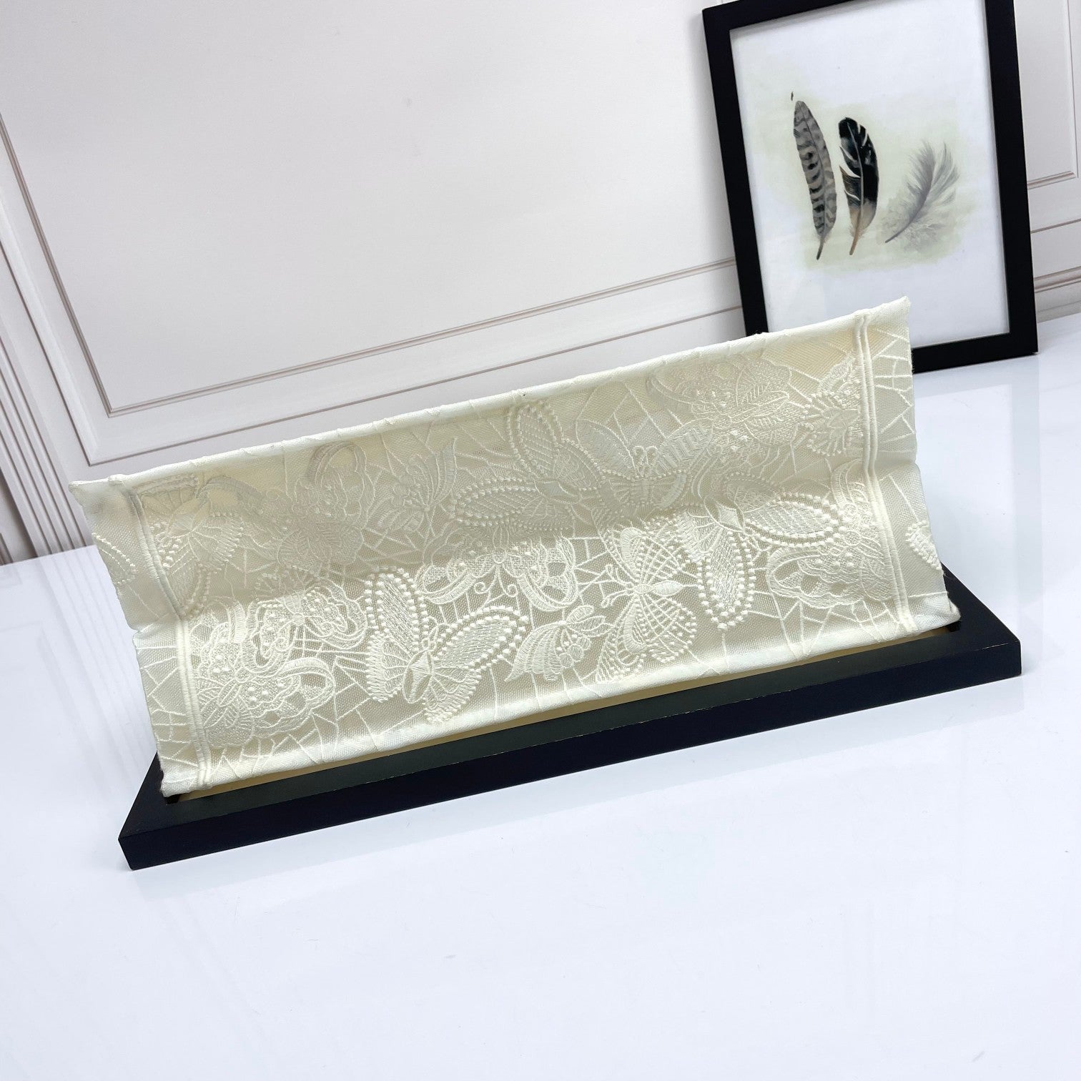 Christian Dior Large Book Tote White Embroidered Canvas Handbag