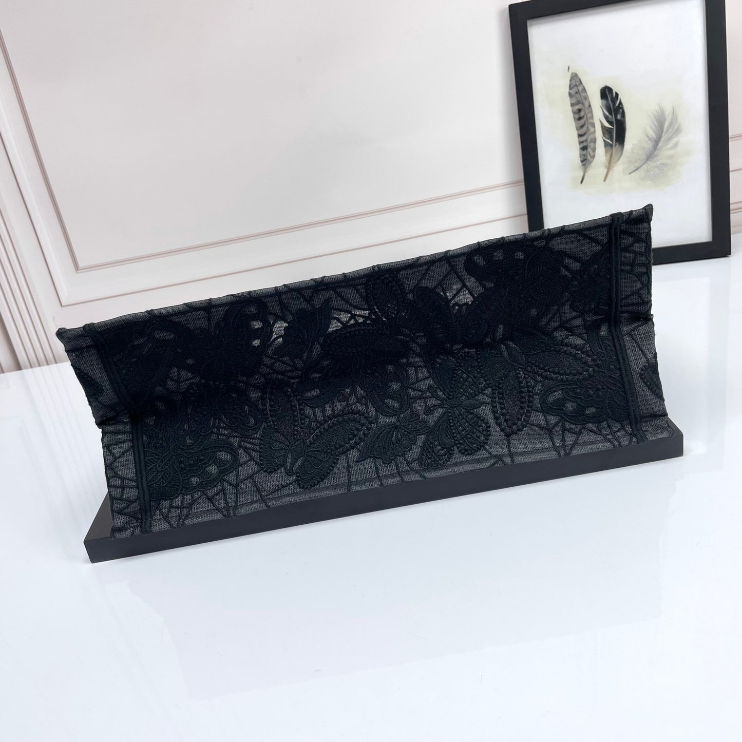 Christian Dior Black Butterfly Embroidered Book Tote Bag