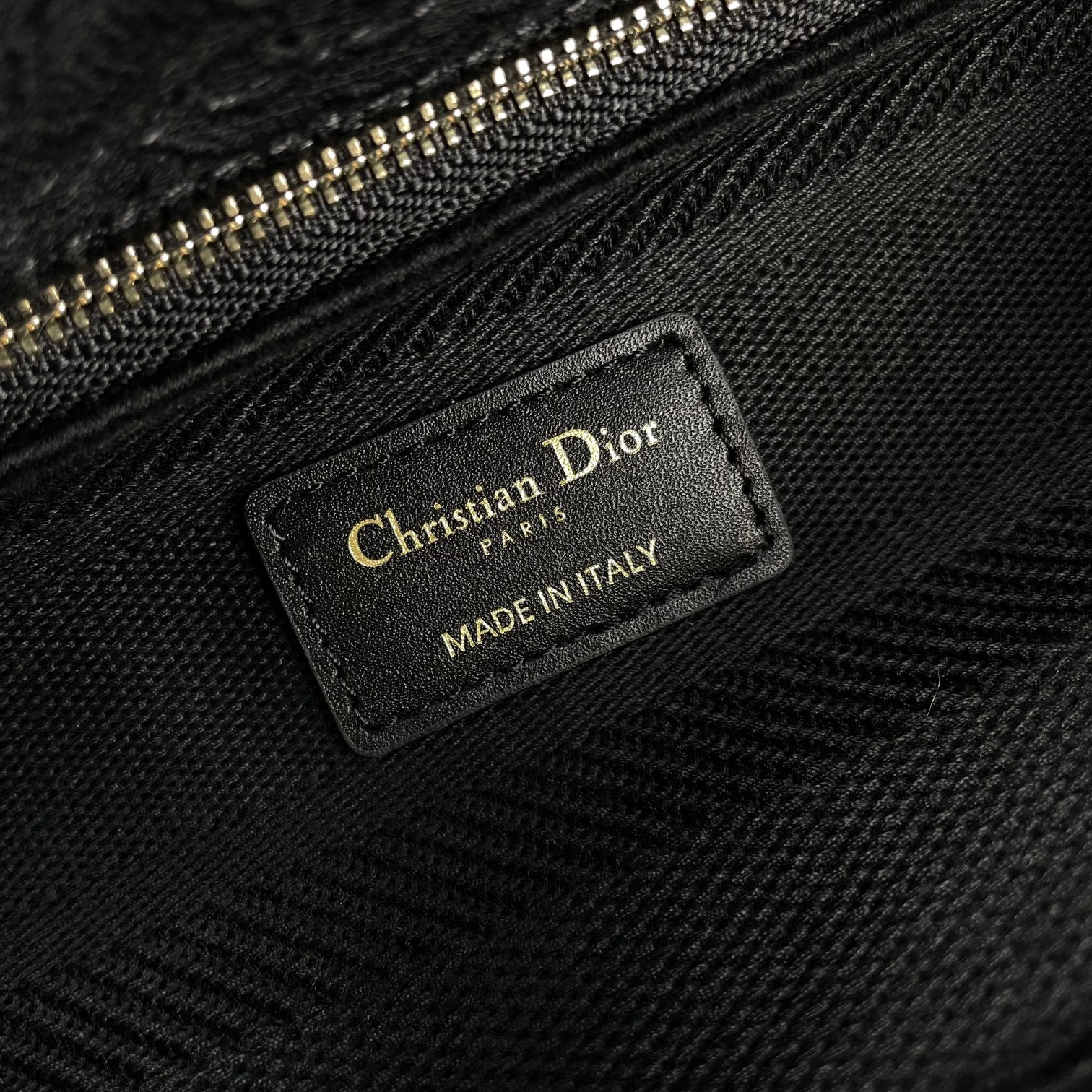 Christian Dior Lady D-Lite Medium Bag Black Embroidered Canvas Handbag