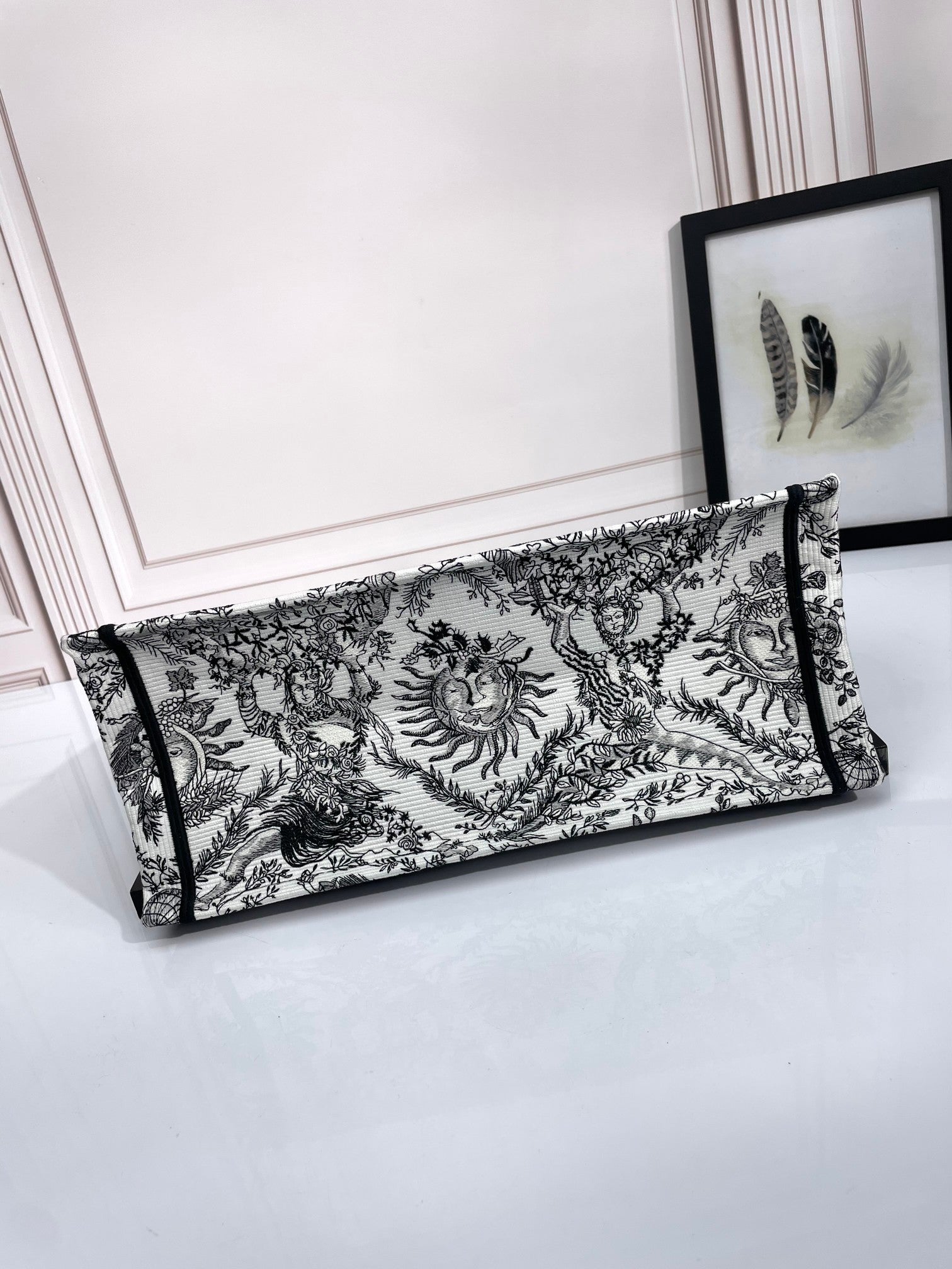 Dior Celestial Sun Embroidered Canvas Tote Bag Large Shoulder Handbag