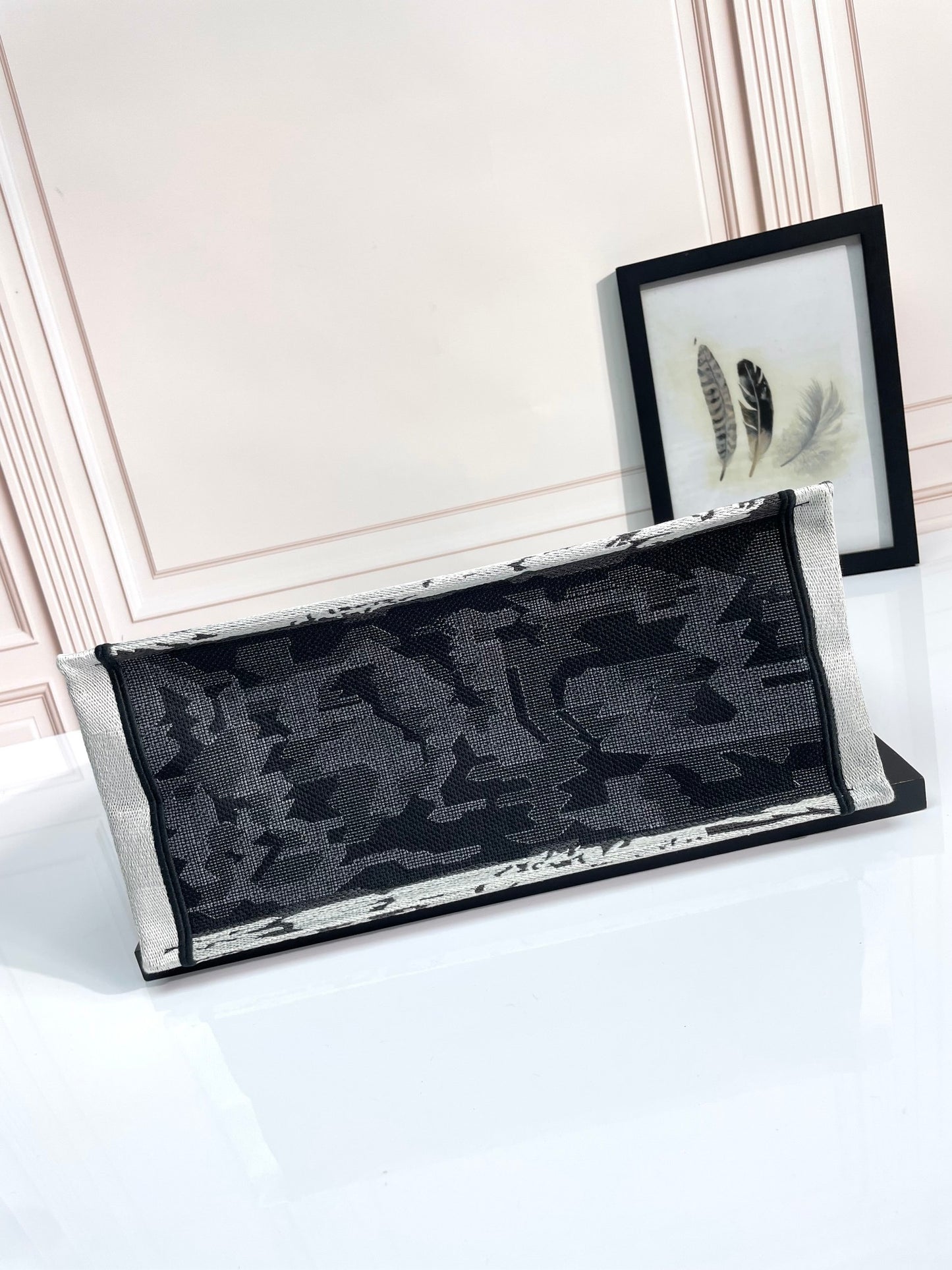 Dior Black and White Eiffel Tower Embroidered Canvas Tote Bag