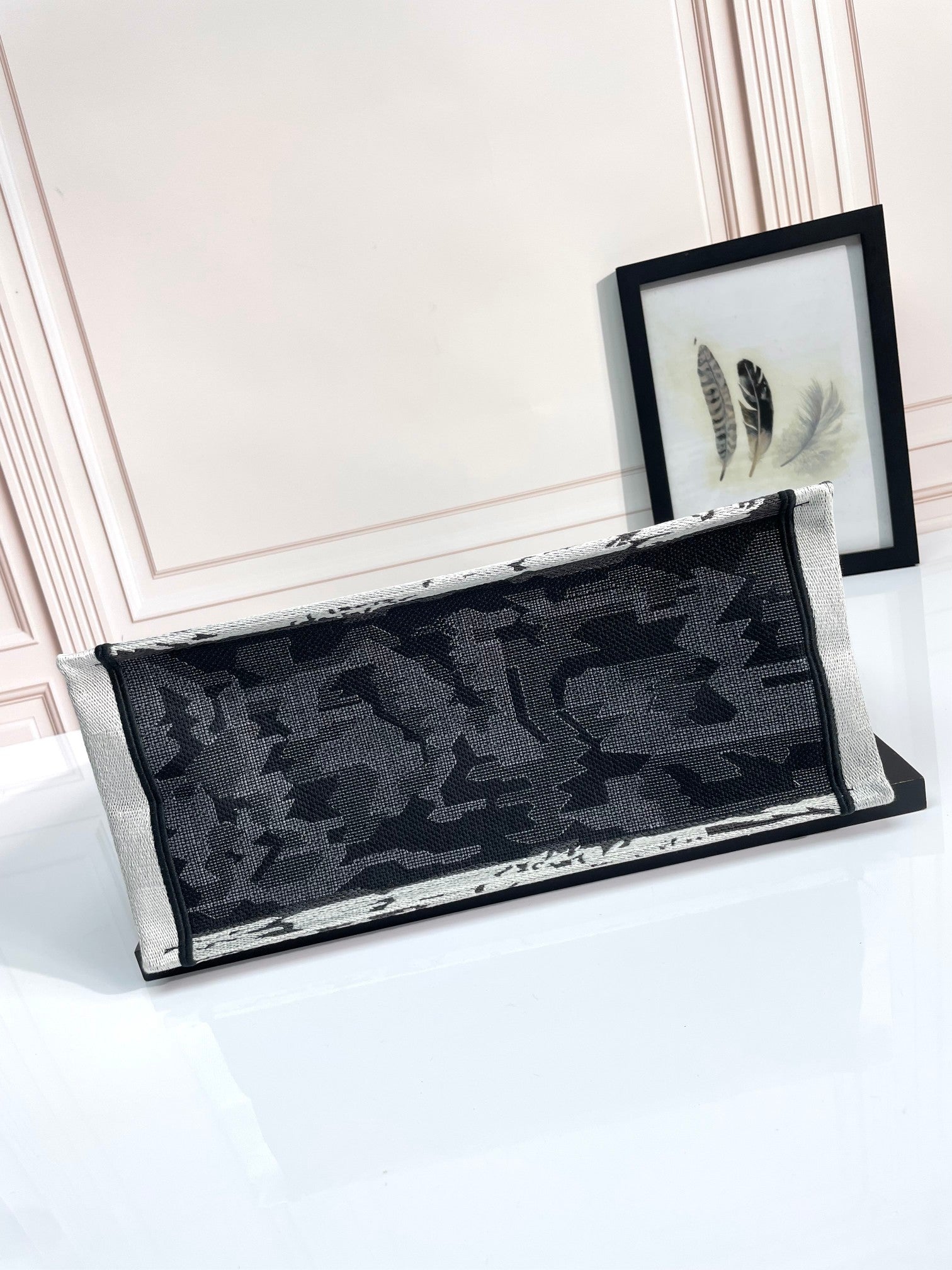 Dior Black and White Eiffel Tower Graphic Print Large Canvas Tote Bag
