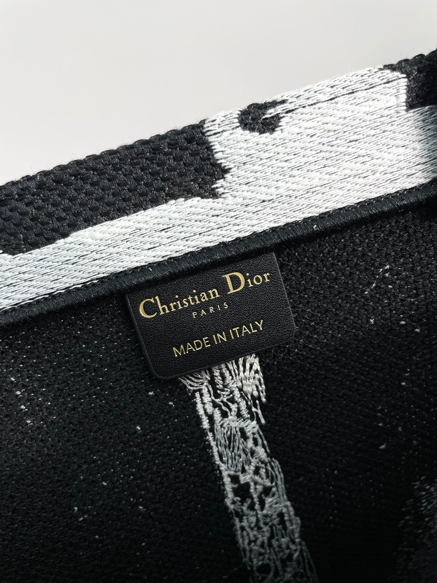 Dior Paris Eiffel Tower Canvas Tote Bag Black and White Handbag