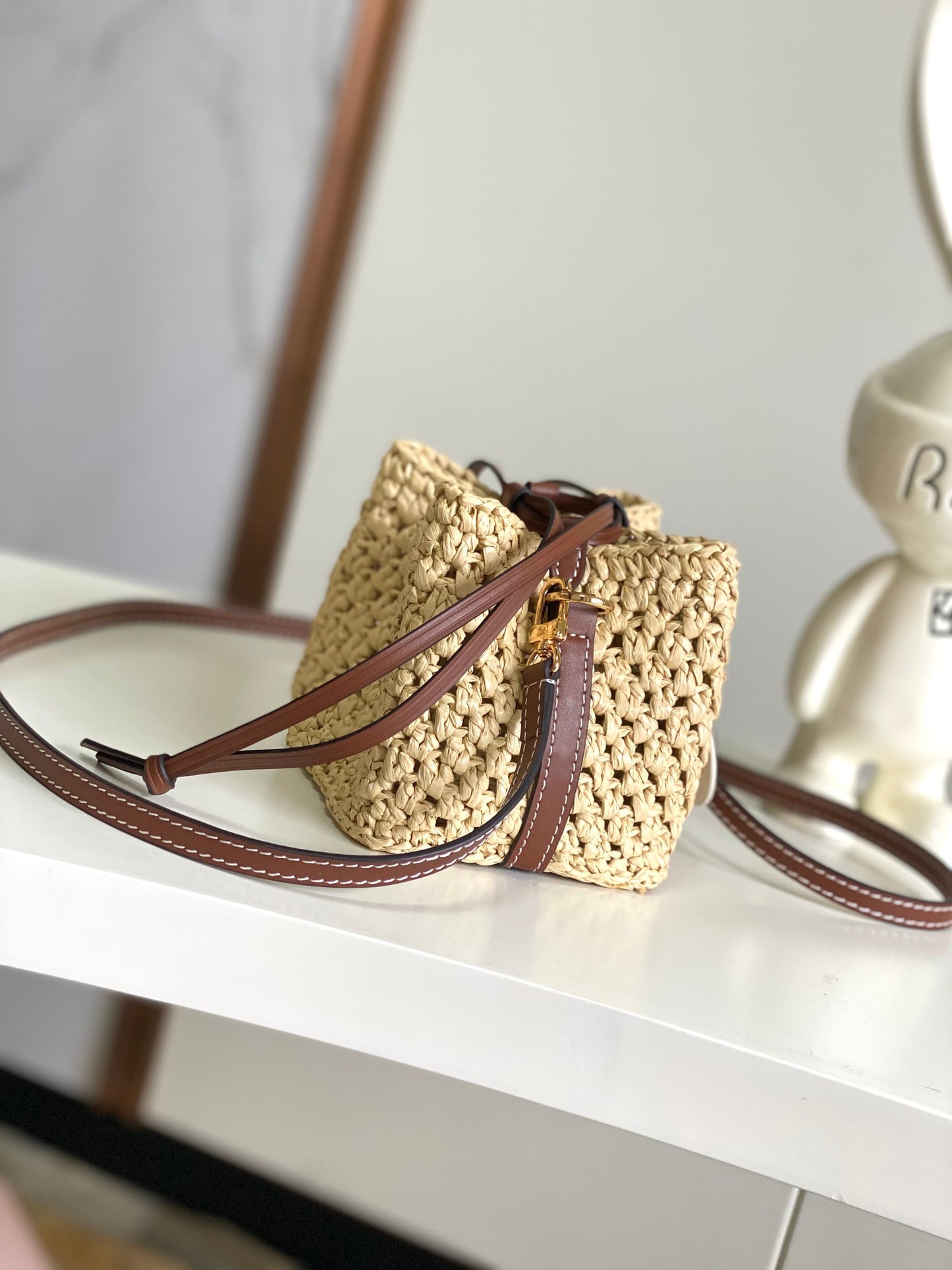 Louis Vuitton Nano Noé Bucket Bag - Raffia & Brown Leather