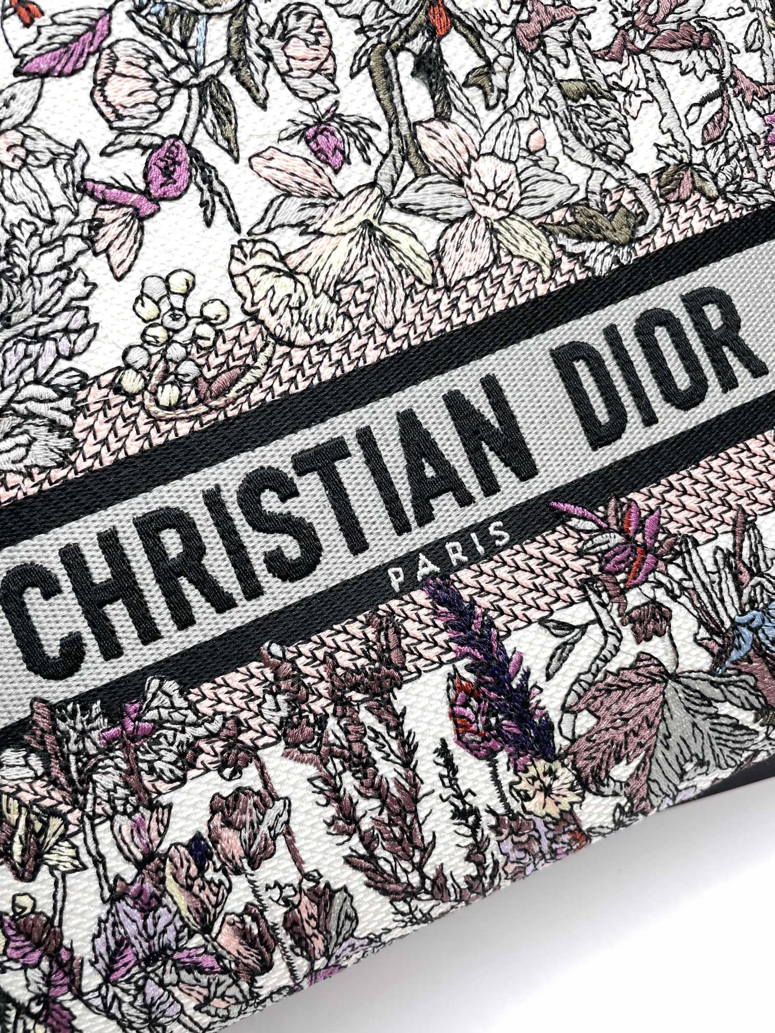 Dior Luxury Embroidered Floral Tapestry Handbag with Top Handle