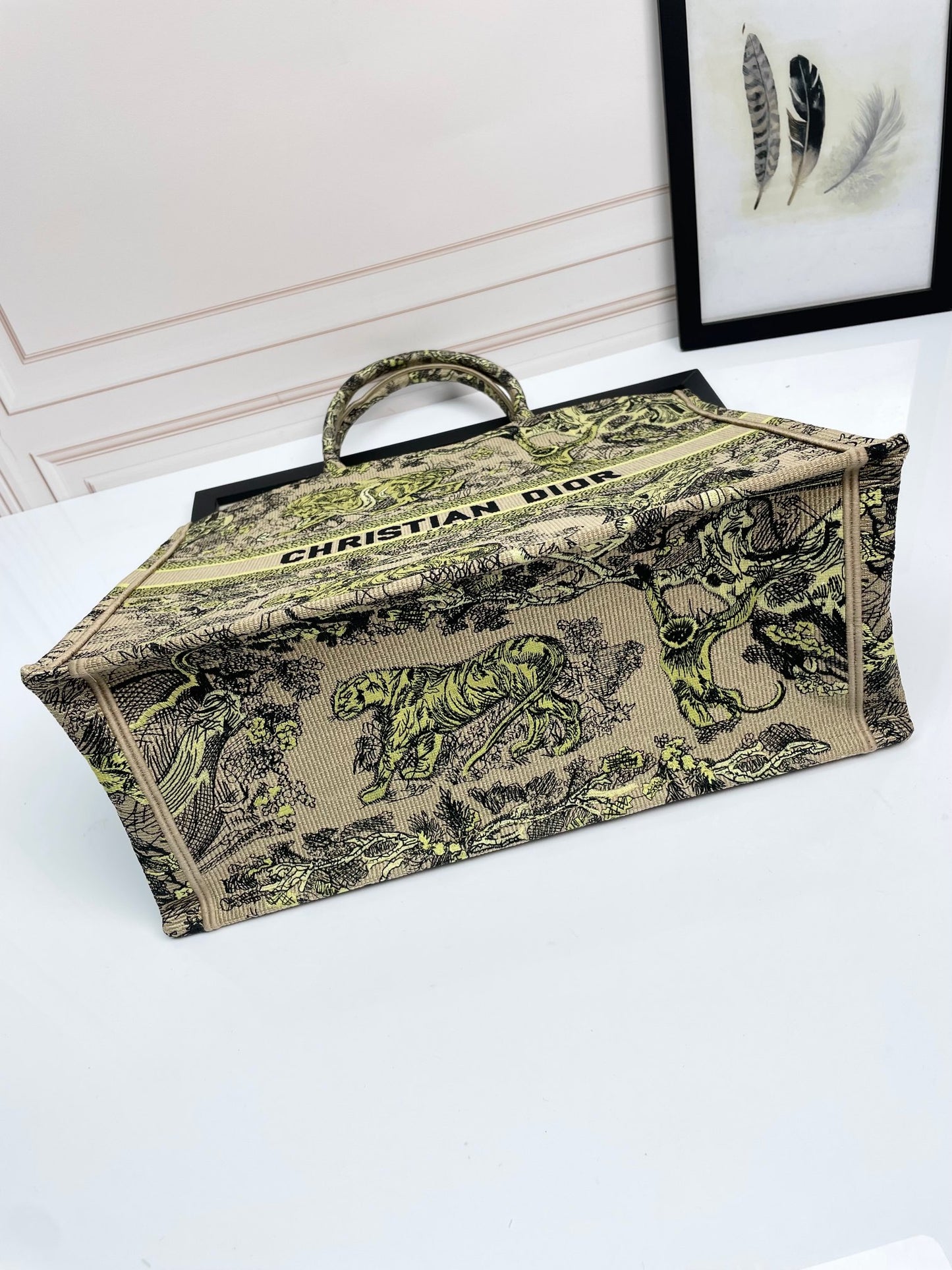 Dior Embroidered Jungle Animal Canvas Tote Bag Vintage Shoulder Handbag