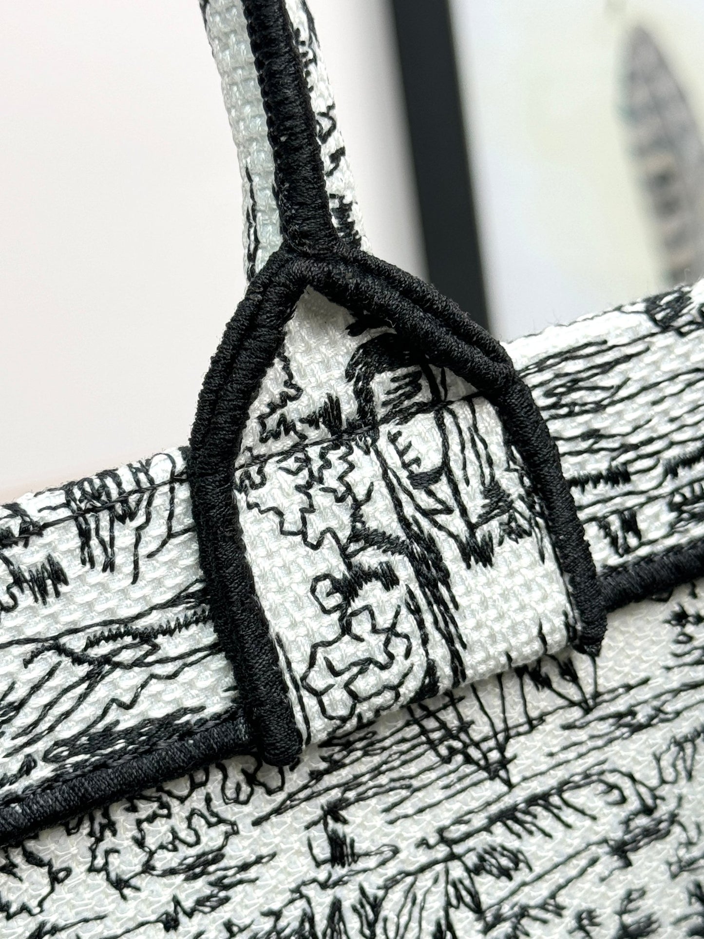 Dior Classic Black and White Architecture Print Canvas Tote Handbag