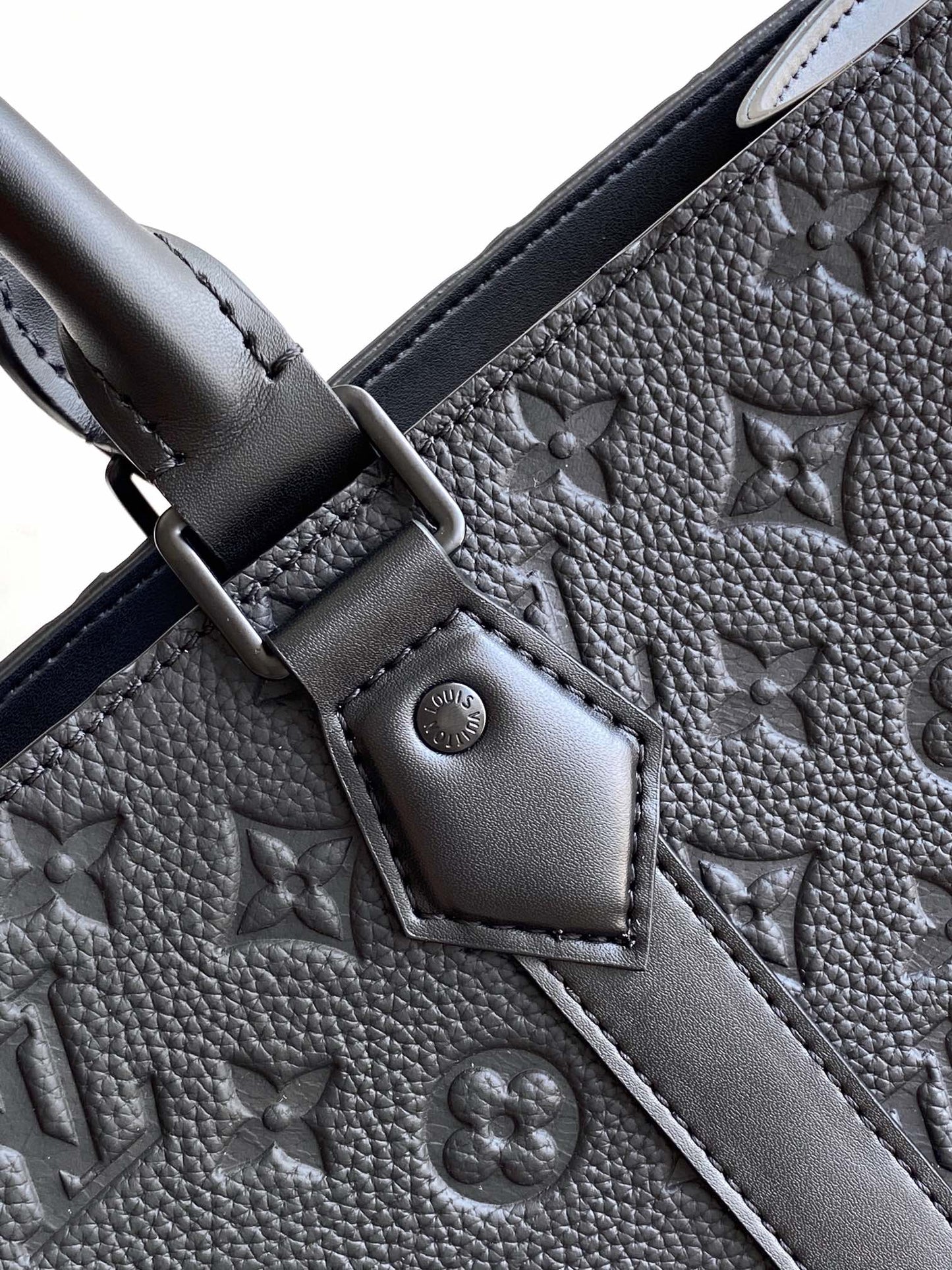 Louis Vuitton Sac Plat Monogram Shadow Leather Tote Bag - Black