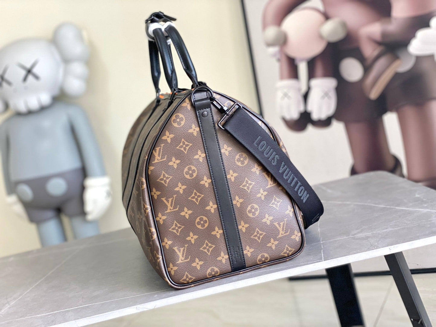 Louis Vuitton Brown Monogram Canvas Travel Duffle Bag with Cartoon Print