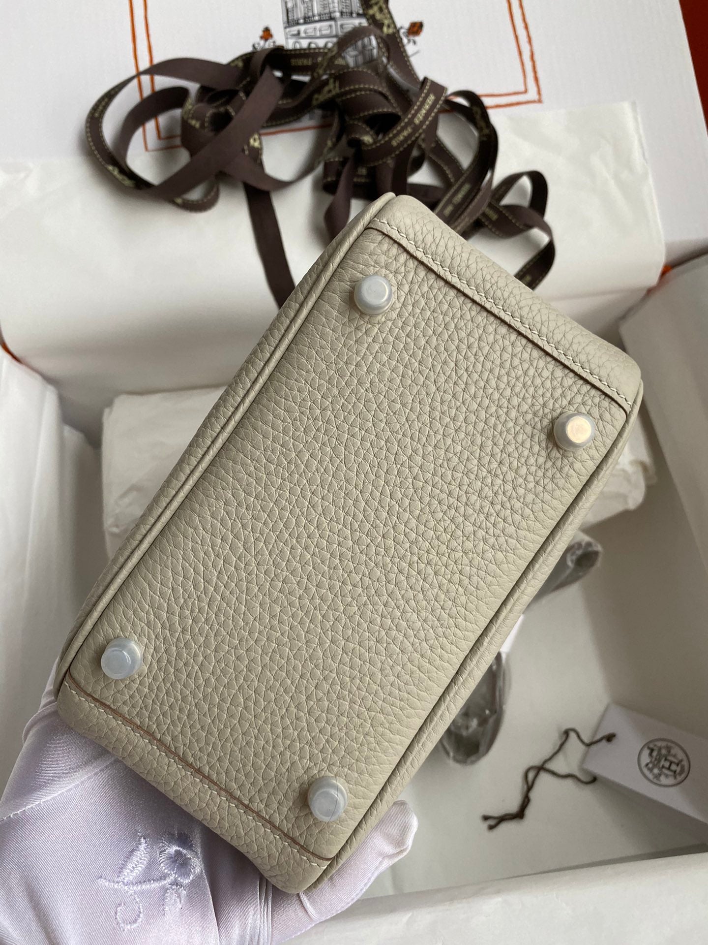 Luxury Mini Pebbled Leather Handbag - Elegant Off-White Crossbody Bag with Top Handles