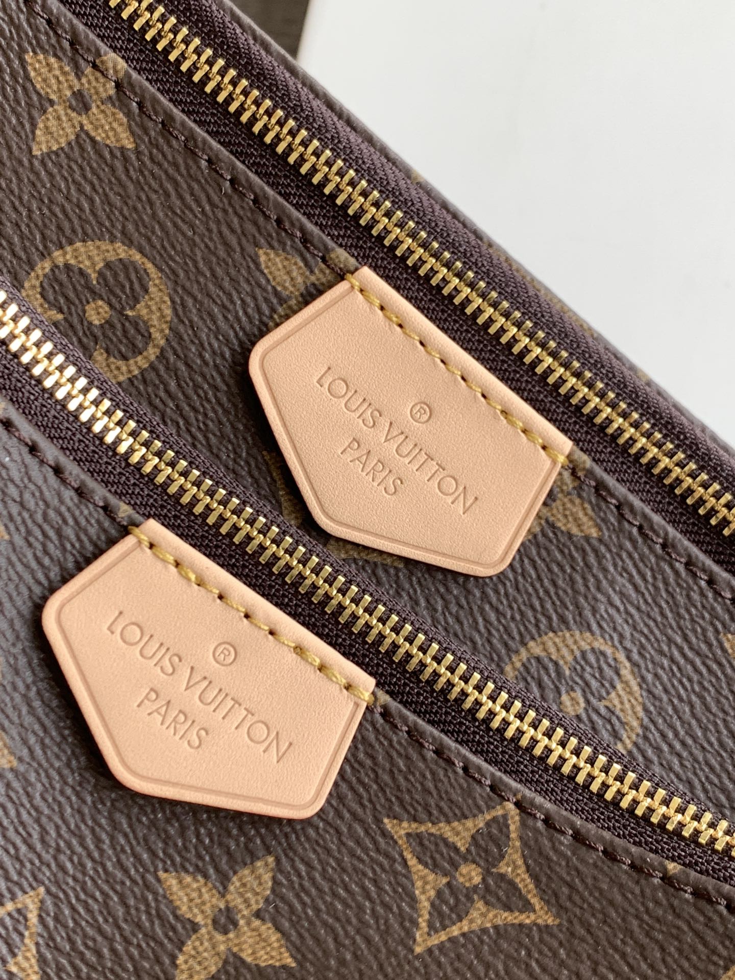 Louis Vuitton Classic Monogram Canvas Double Pouch Crossbody Bag with Green Strap