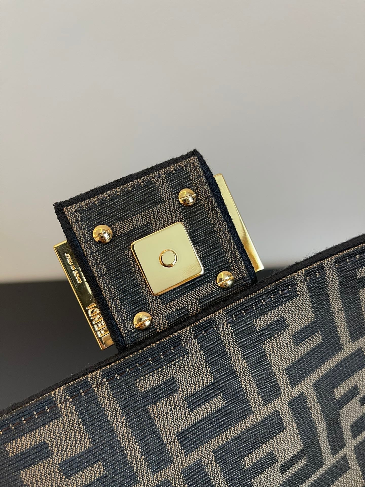 Fendi Baguette Monogram Canvas Shoulder Bag - Grey/Black FF Logo