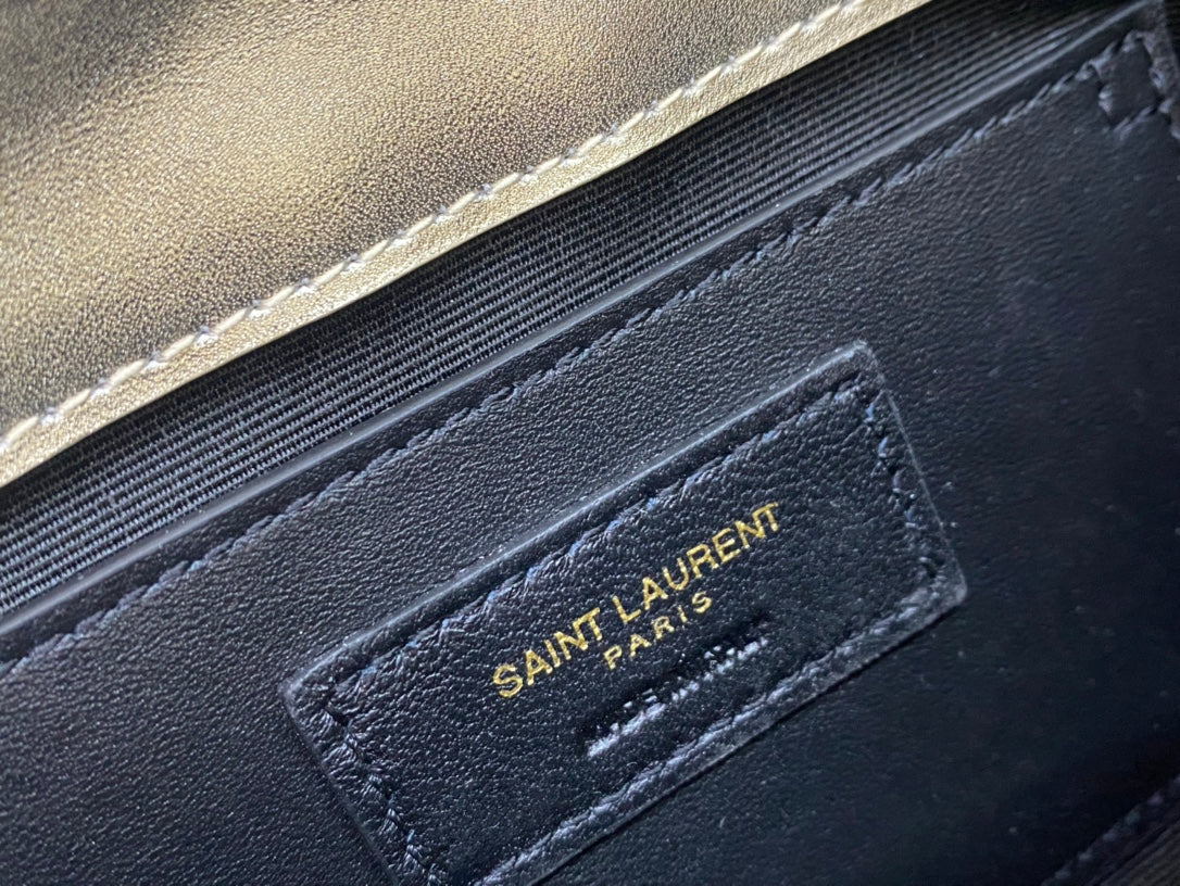 Saint Laurent Joe Mini Bucket Bag in Metallic Quilted Leather - Gold