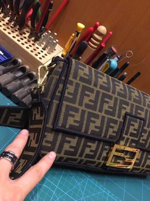 Vintage Fendi Zucca Monogram Baguette Shoulder Bag - Brown Canvas