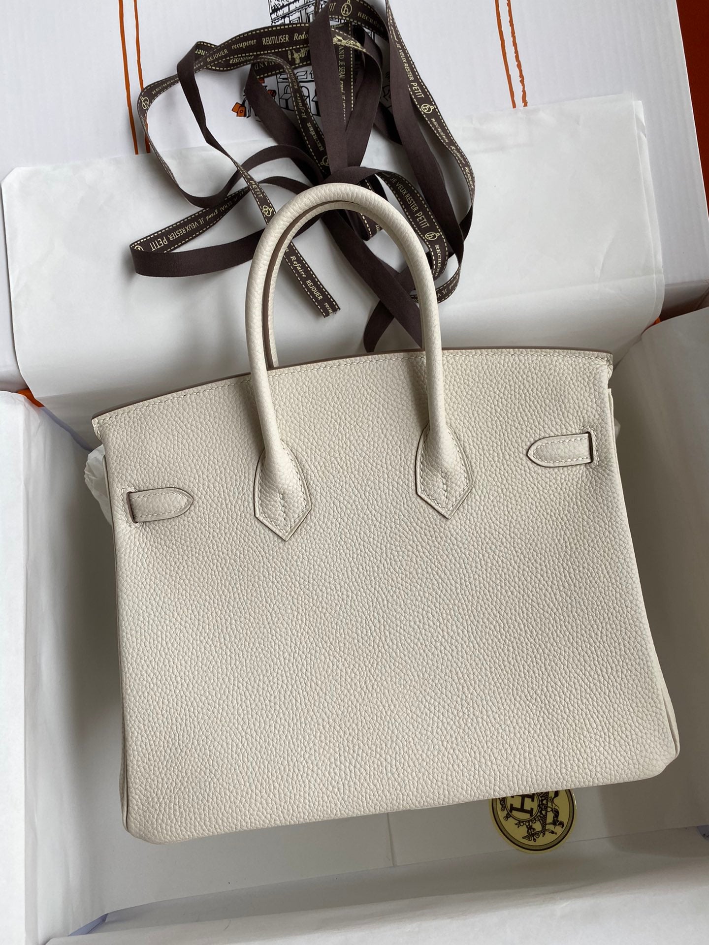Luxury Cream Leather Handbag with Gold-Tone Hardware - Classic Top Handle Design