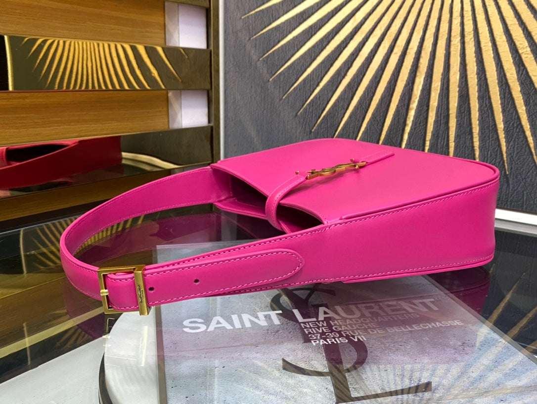 Saint Laurent Le 5 à 7 Leather Hobo Shoulder Bag - Fuchsia Pink