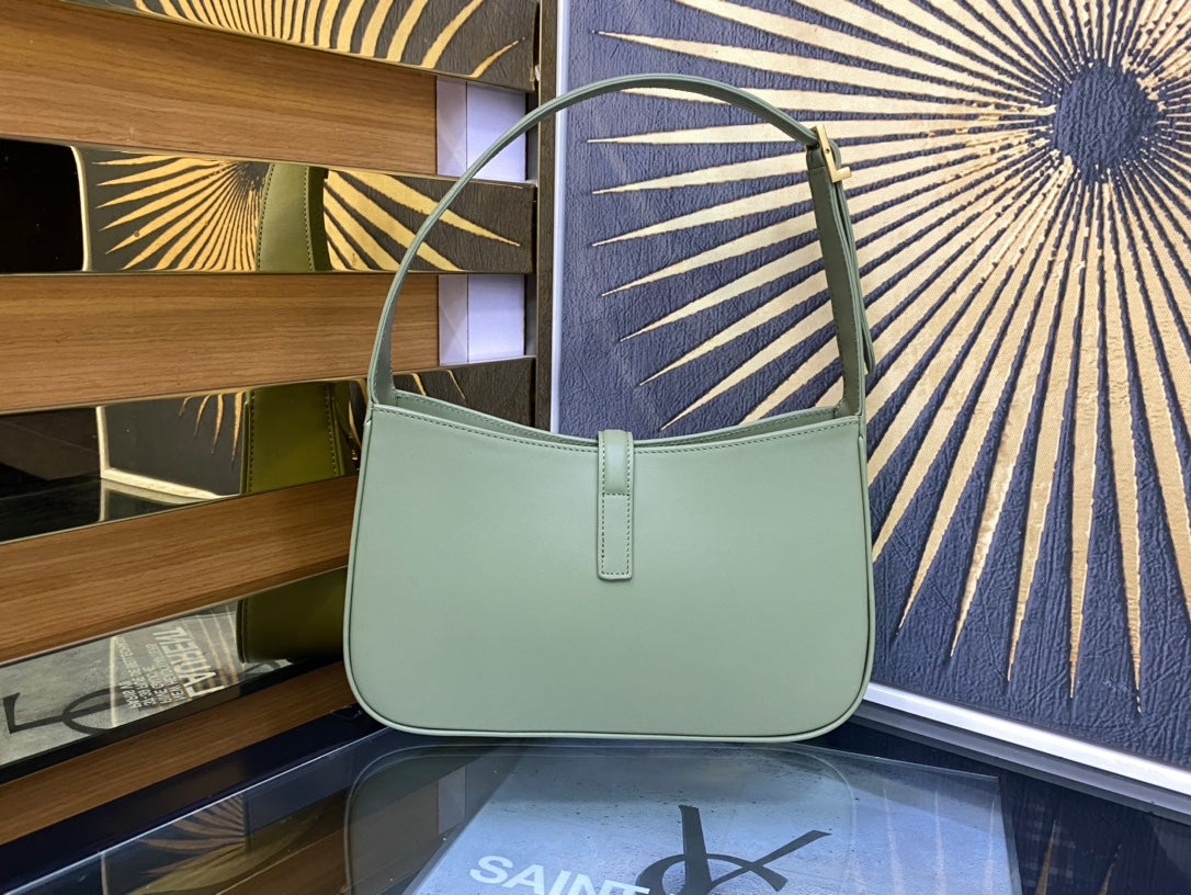 Saint Laurent Le 5 à 7 Leather Hobo Bag - Light Green