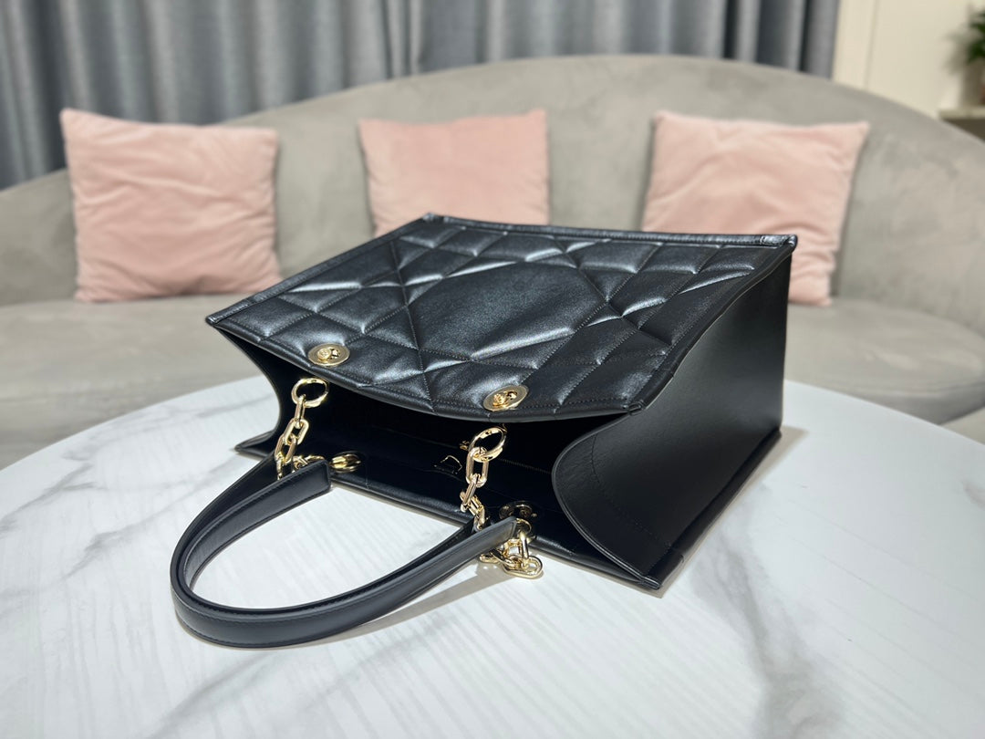 Christian Dior Toujours Bag Black Macrocannage Calfskin Large Tote