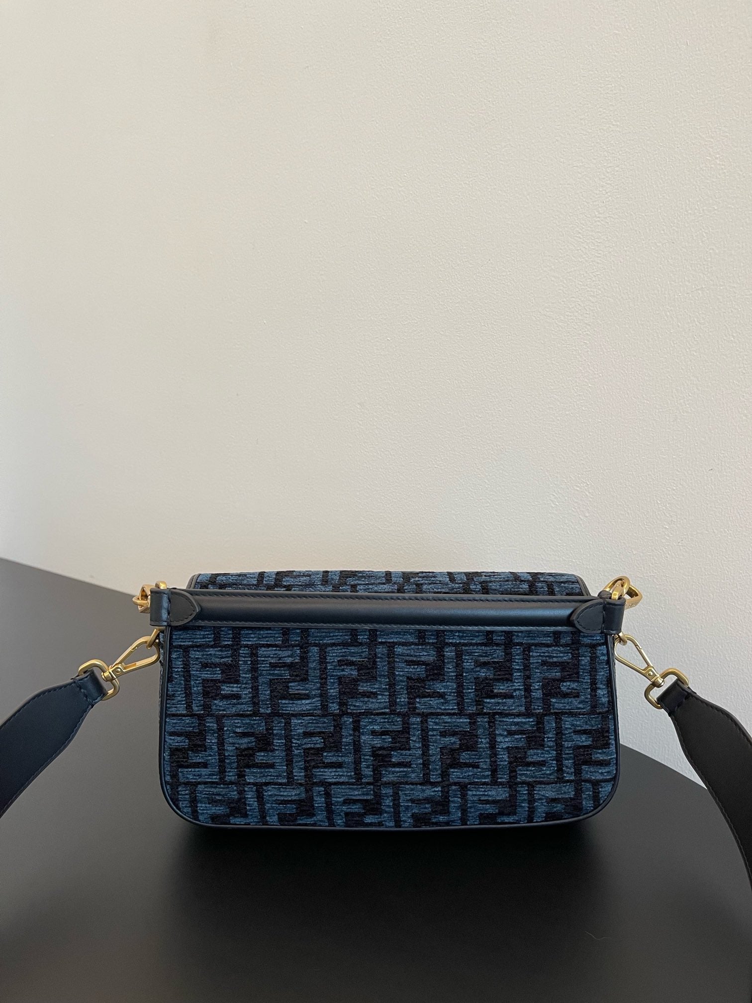 Fendi Baguette Blue FF Monogram Fabric Shoulder Bag