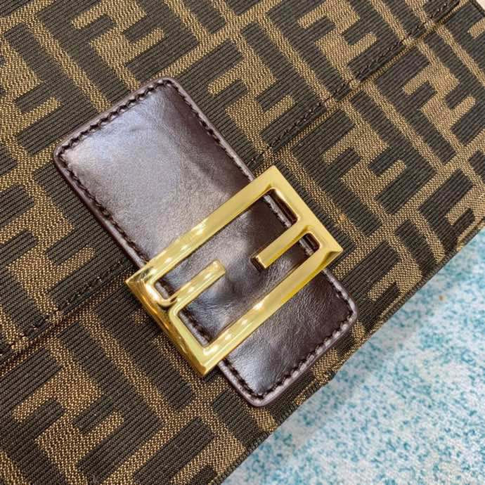 Fendi Zucca Monogram Tobacco Canvas Shoulder Bag