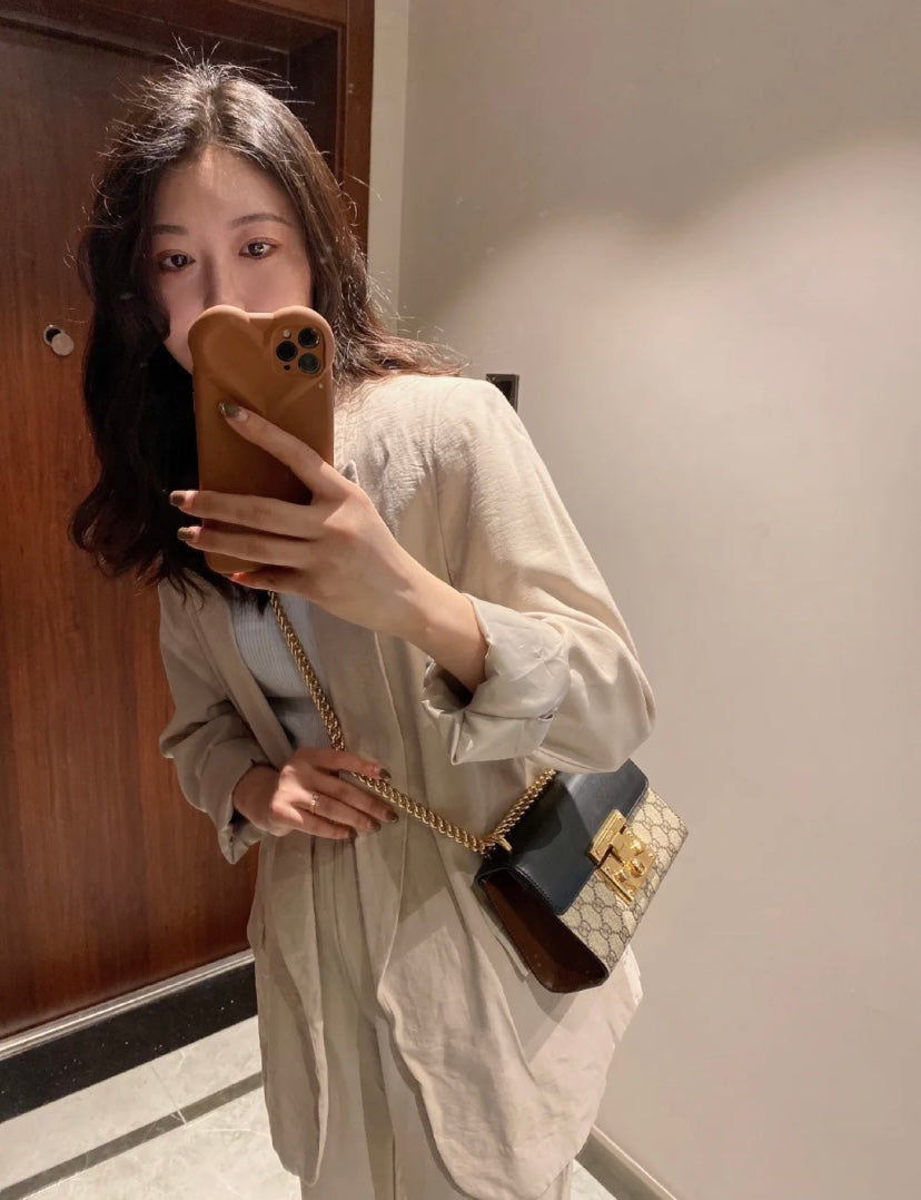 Small GG Monogram Shoulder Bag with Padlock Closure and Gold Chain Strap