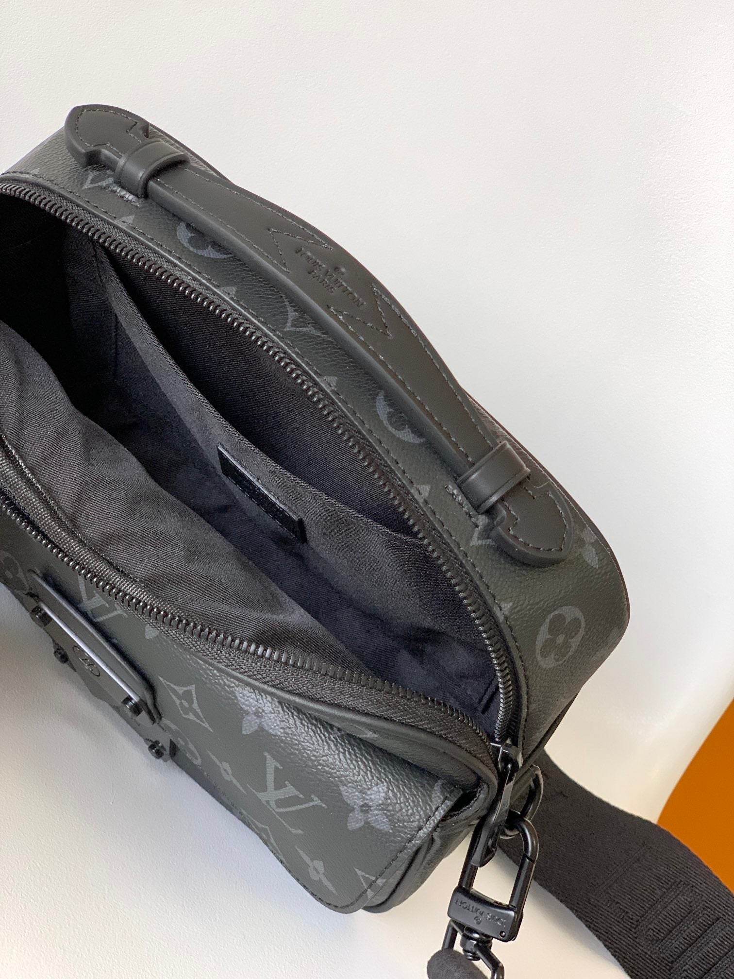 Louis Vuitton Black Monogram Crossbody Shoulder Bag with Top Handle