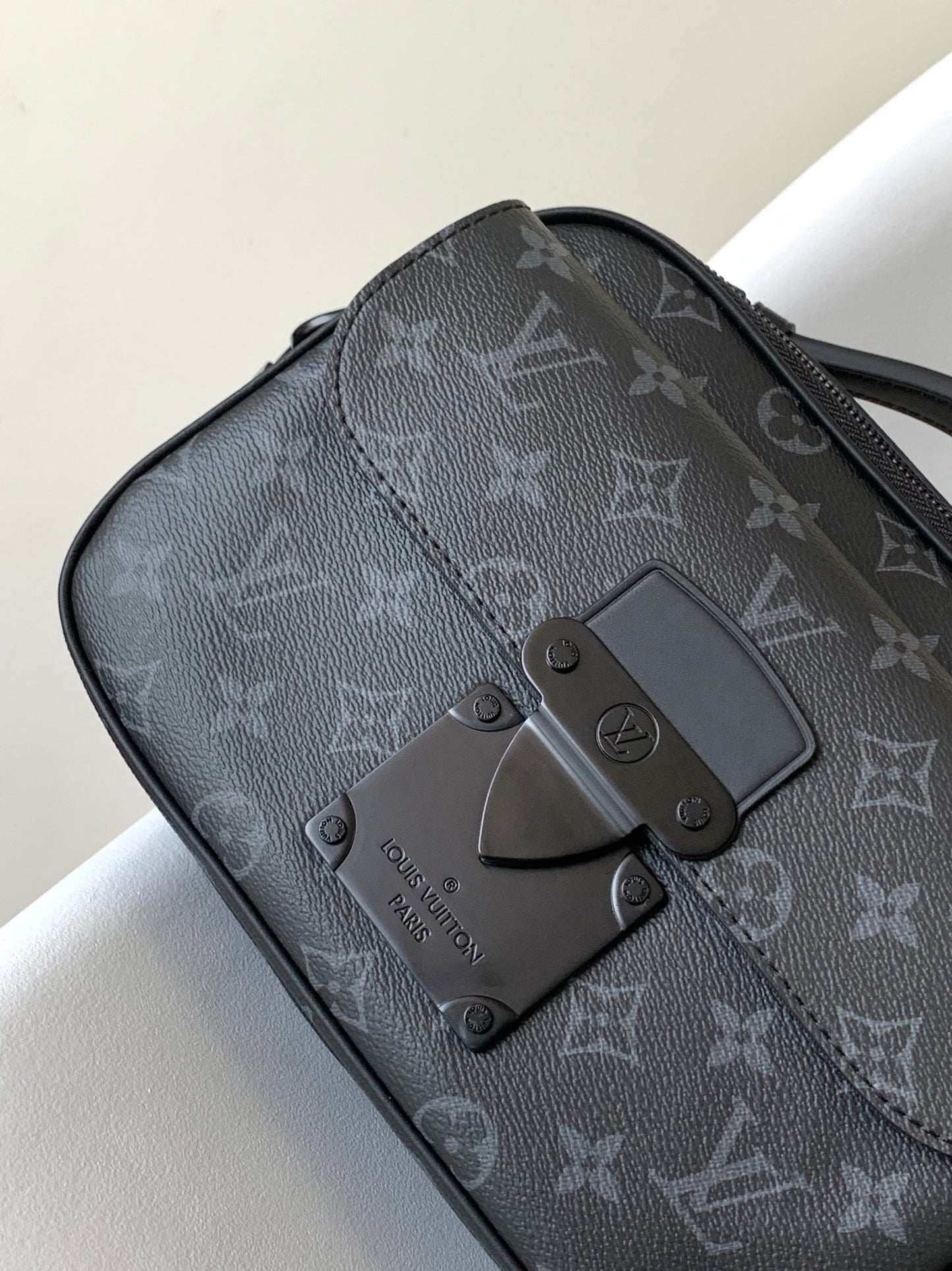 Louis Vuitton Black Monogram Crossbody Shoulder Bag with Top Handle