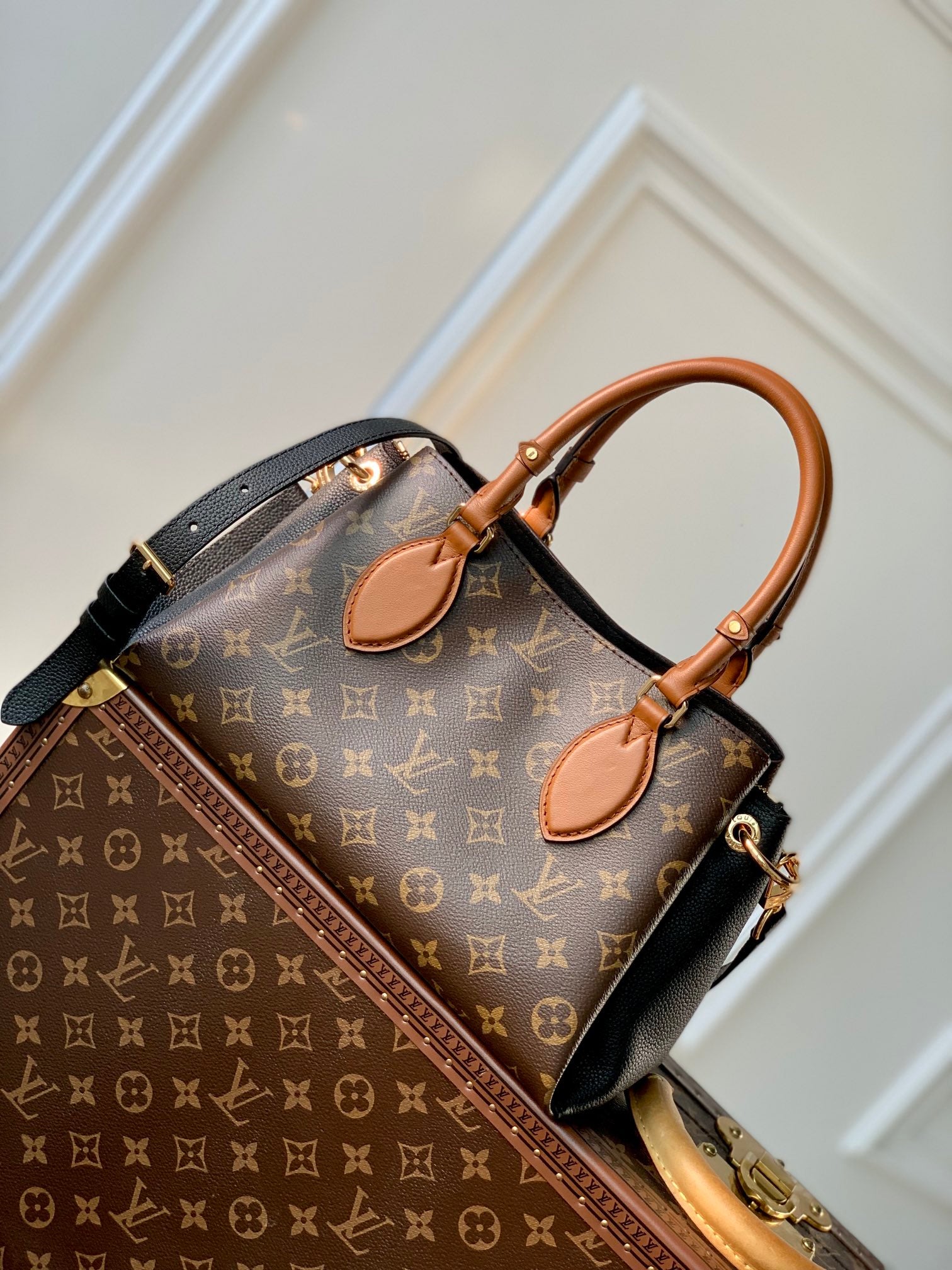Louis Vuitton Vaugirard Monogram Canvas Leather Handbag - Creme & Caramel