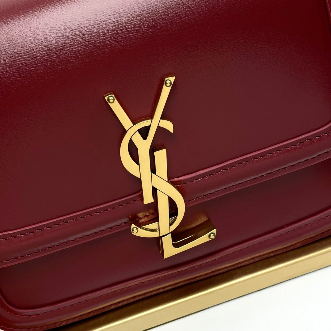 Saint Laurent Solferino Small Shoulder Bag in Burgundy Leather