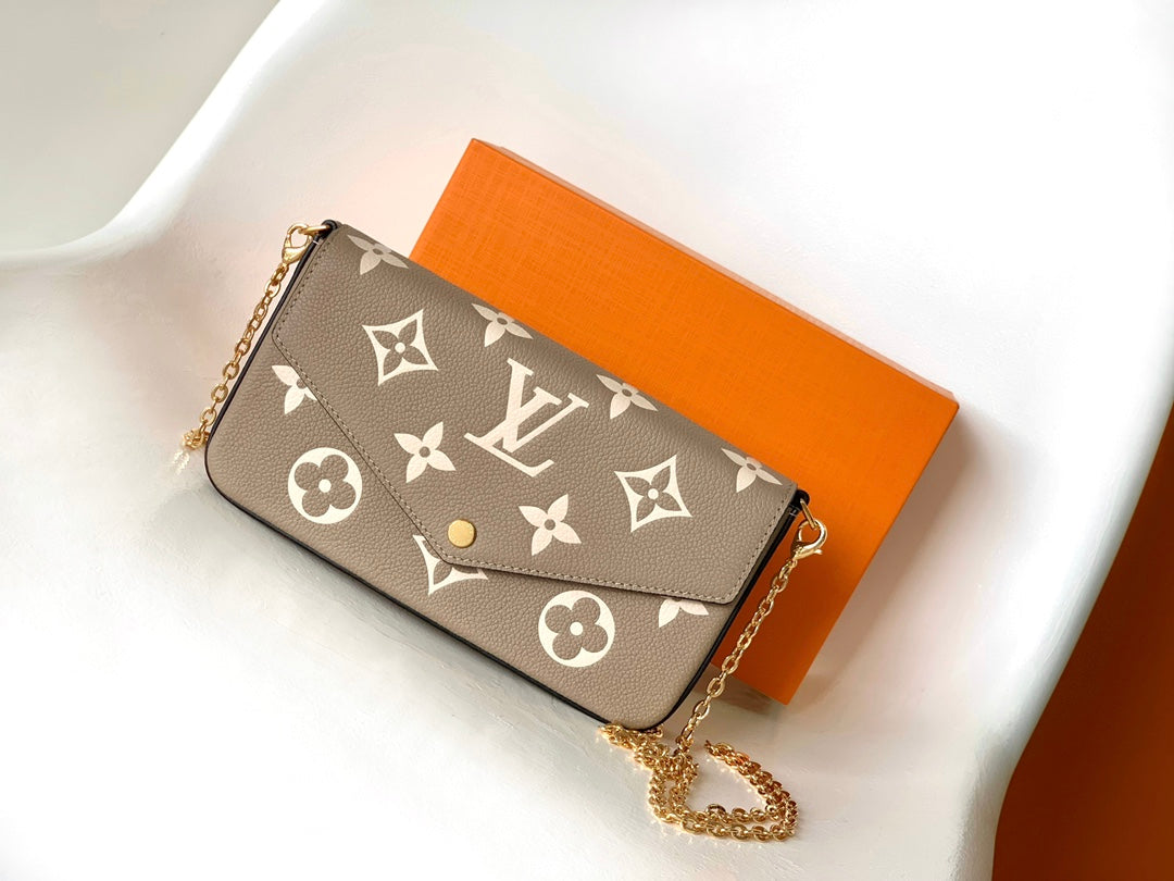 Louis Vuitton Félicie Pochette Monogram Empreinte Leather - Turtledove/Cream