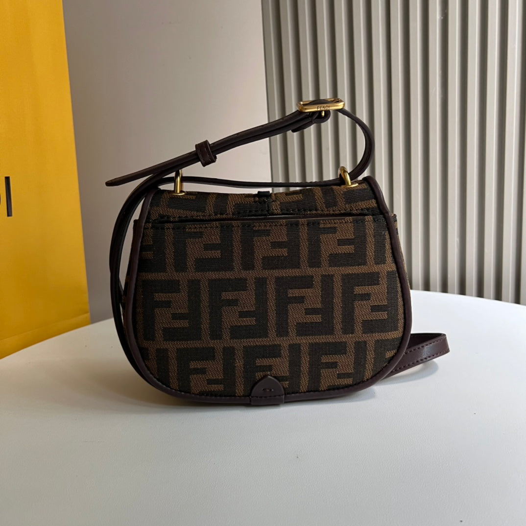 Fendi C'mon Small FF Fabric Shoulder Bag - Brown/Tobacco