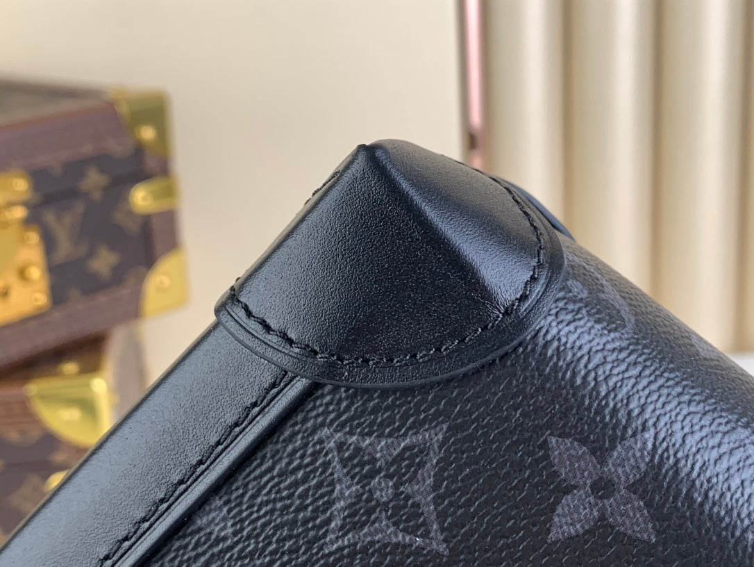 Louis Vuitton Black Monogram Canvas Mini Messenger Bag with Chain and Top Handle