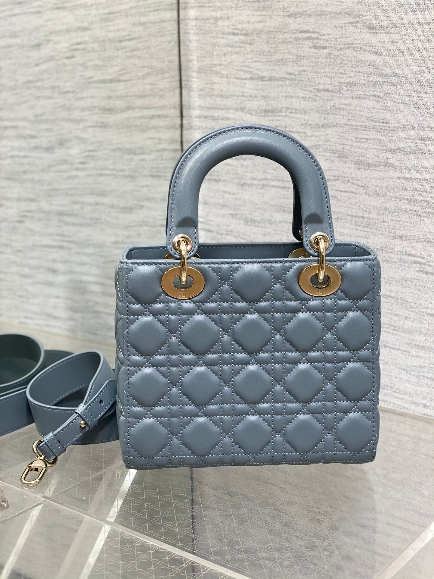 Christian Dior Small Lady My ABCDior Bag Blue Cannage Lambskin