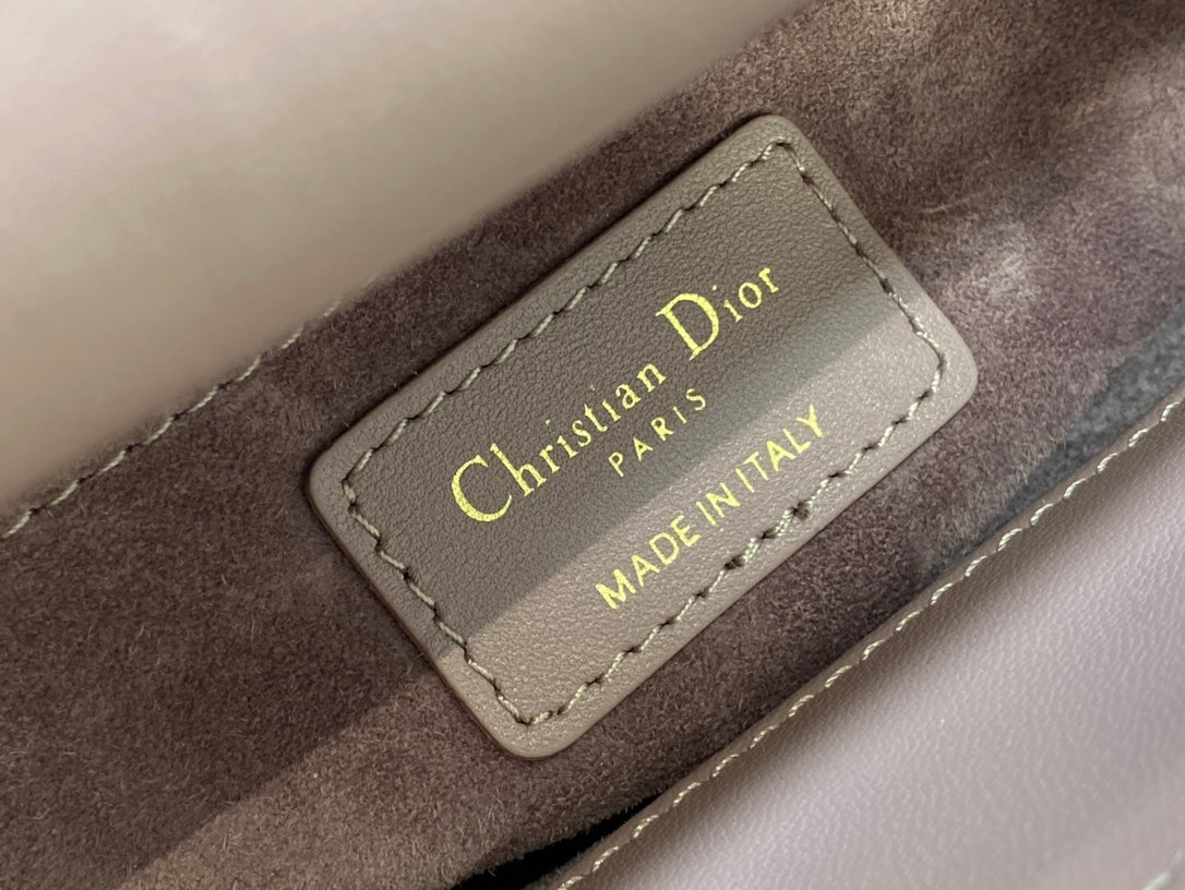 Christian Dior Mini Lady Dior Bag in Pearlescent Mauve Cannage Lambskin