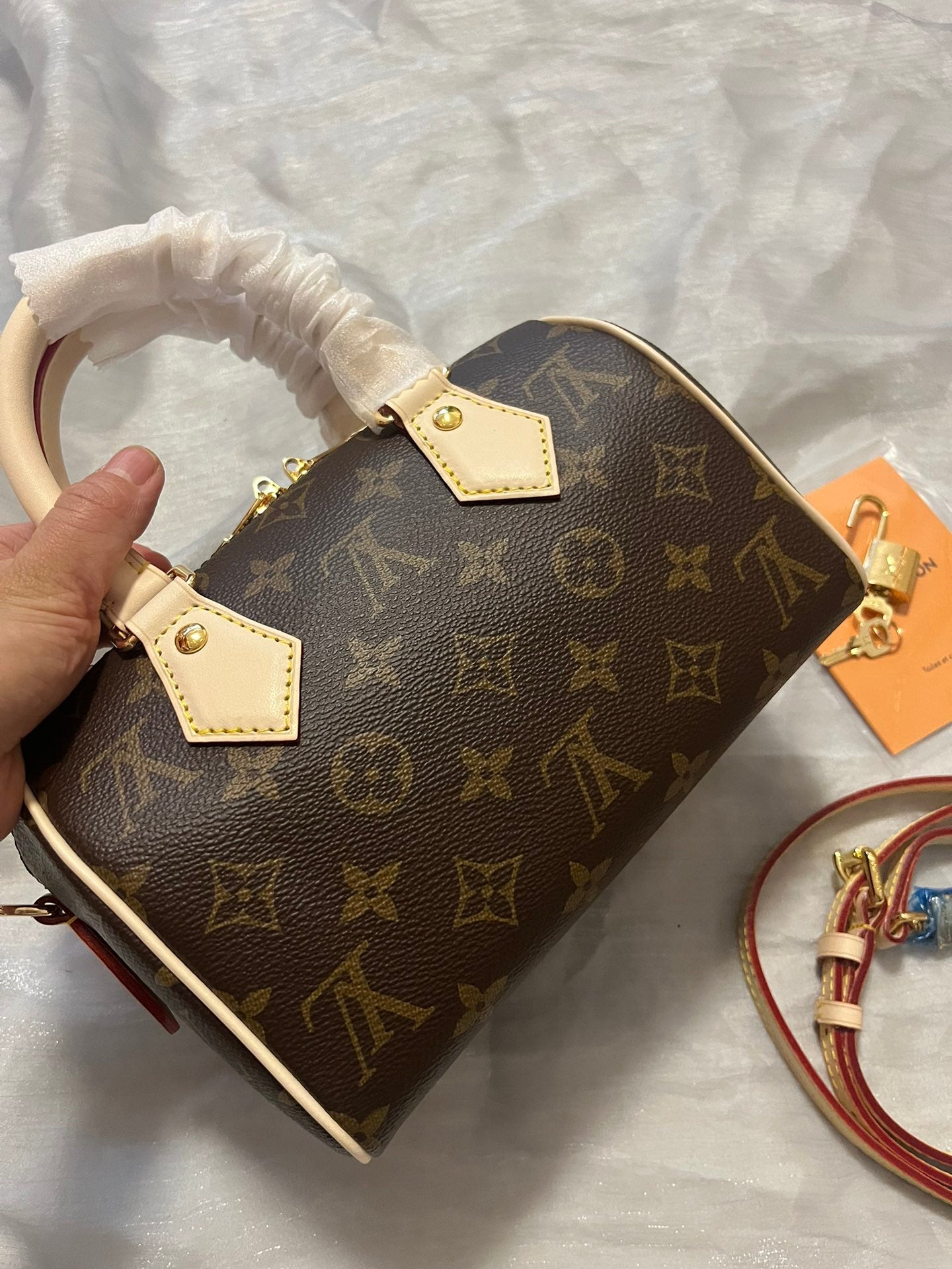 Louis Vuitton Classic Monogram Print Mini Crossbody Duffle Bag with Top Handle