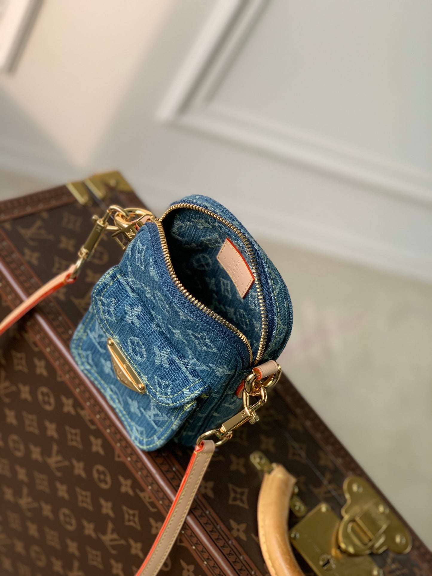 Louis Vuitton Blue Monogram Denim Mini Pleaty Shoulder Crossbody Bag
