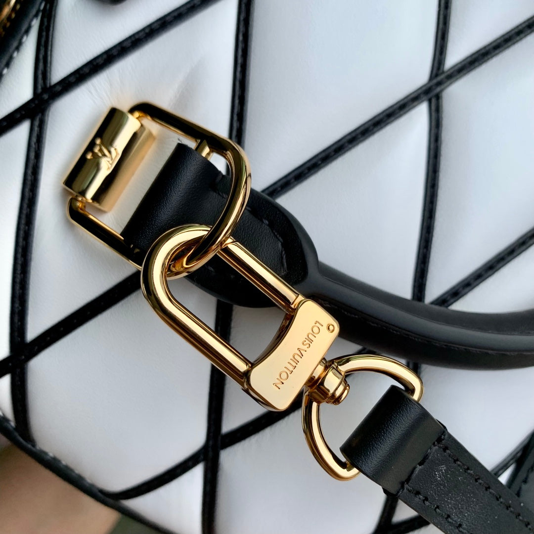 Louis Vuitton Alma BB Malletage Quilted Leather Handbag - Black & White