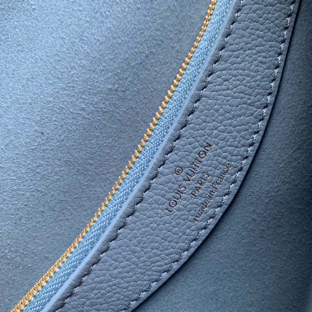 Louis Vuitton Light Blue Embossed Leather Shoulder Bag with Gold Hardware