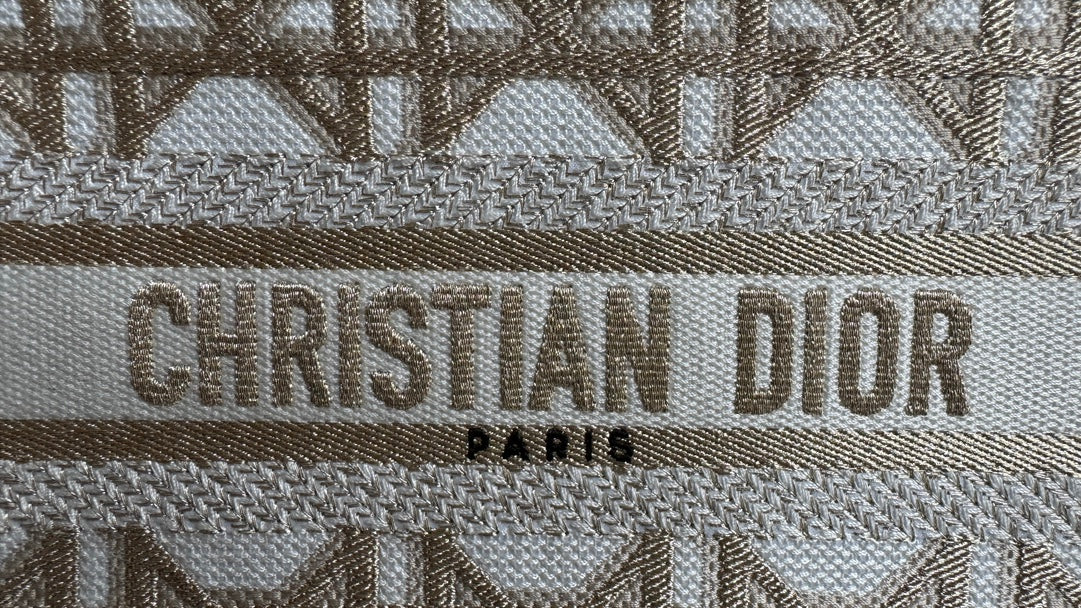 Christian Dior Mini Book Tote Bag - Beige Geometric Embroidered Canvas