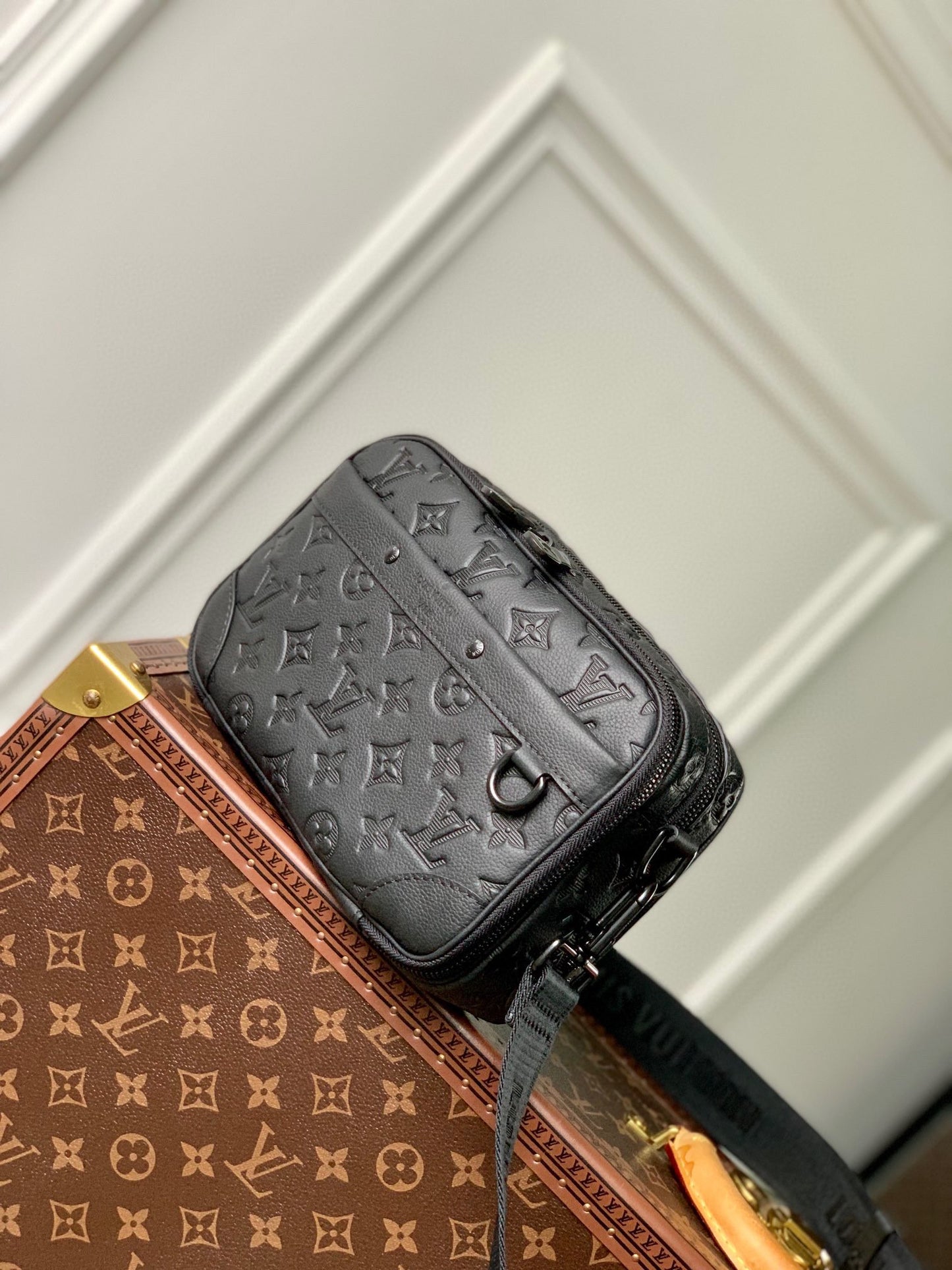 Louis Vuitton Monogram Shadow Leather Crossbody Messenger Bag - Black